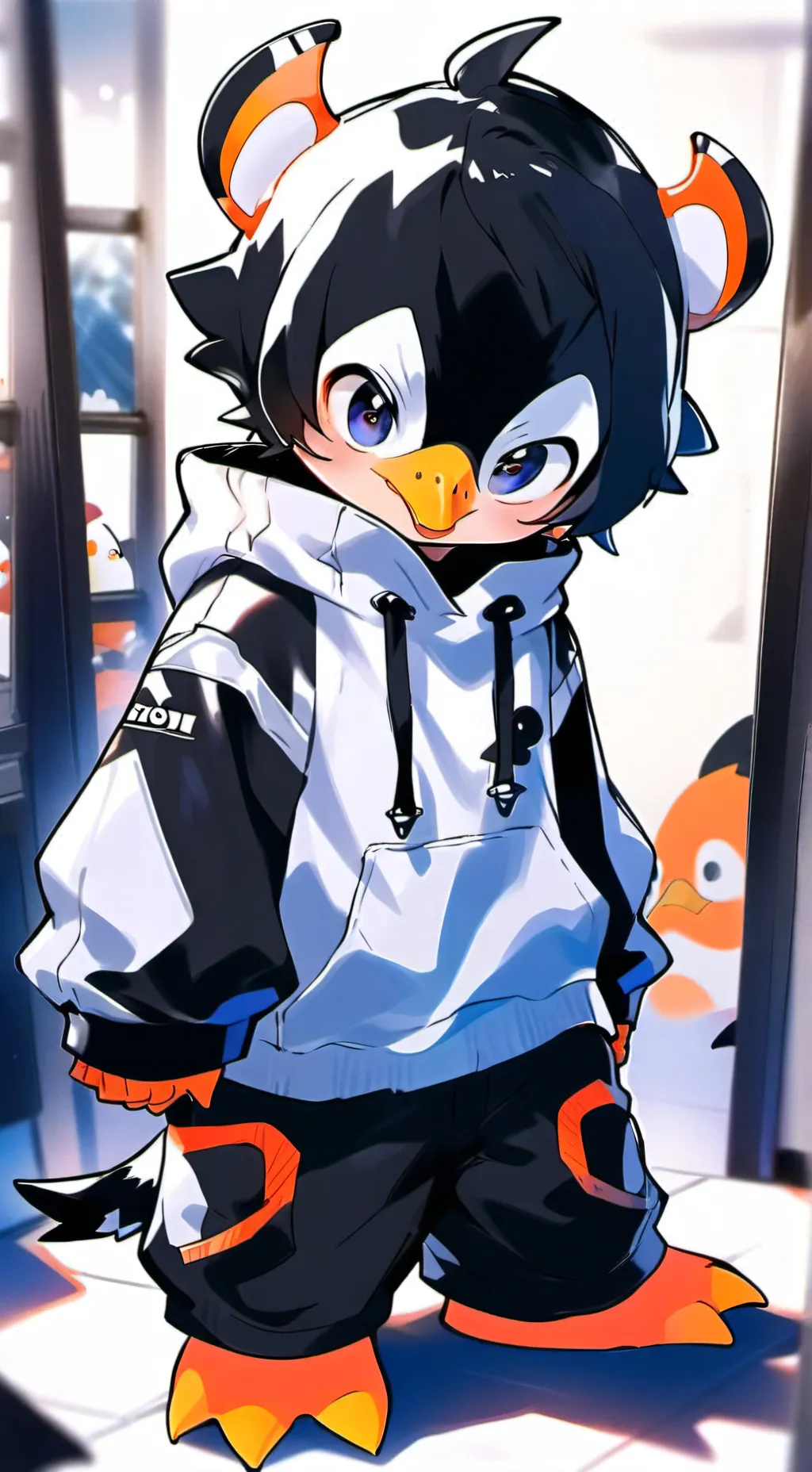 ai character: Iceslide Penguin Furry background