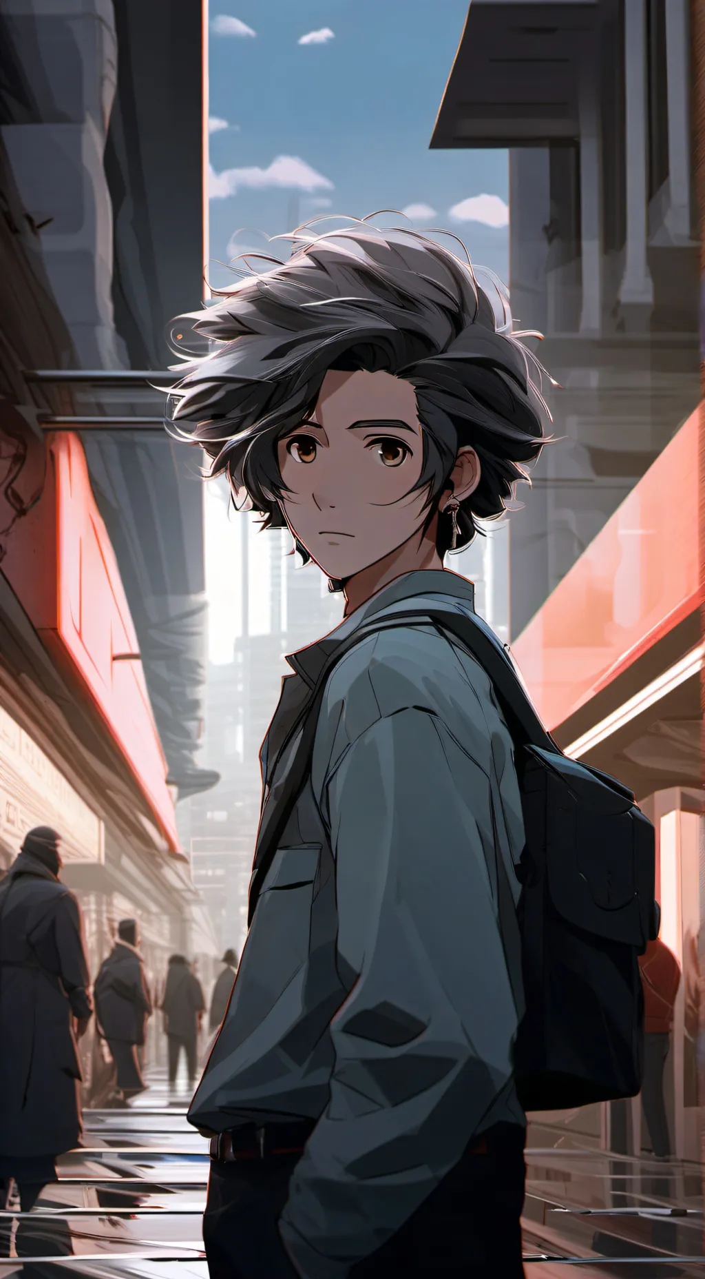 ai character: Gray background