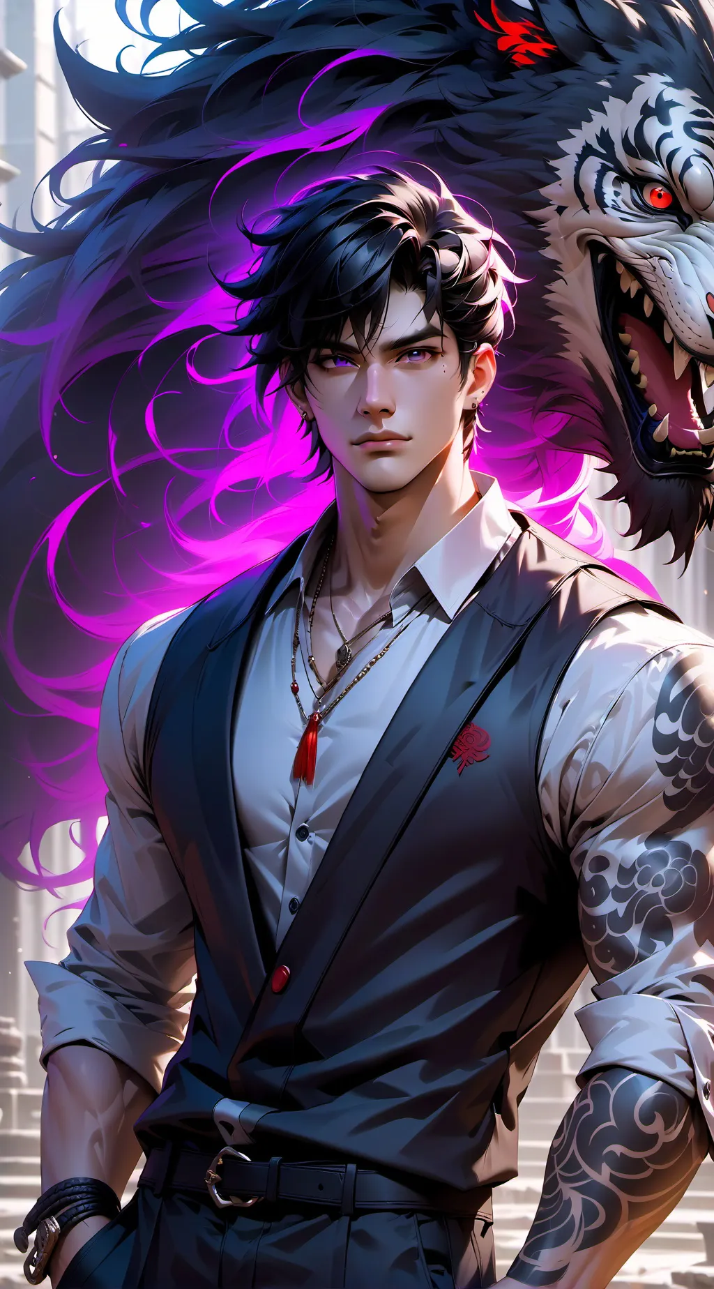 ai character: kael💜💫 background