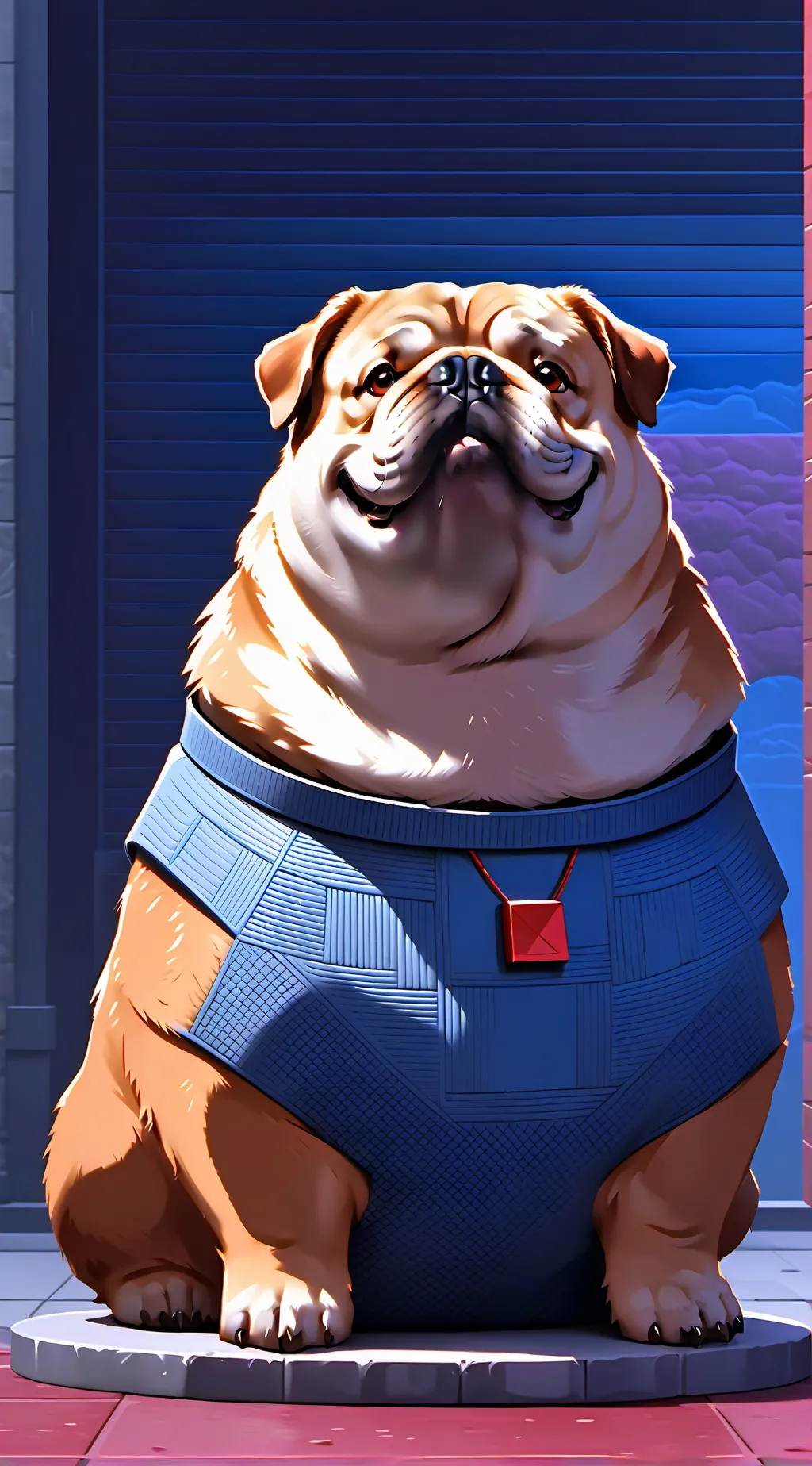 ai character: very fat dog background