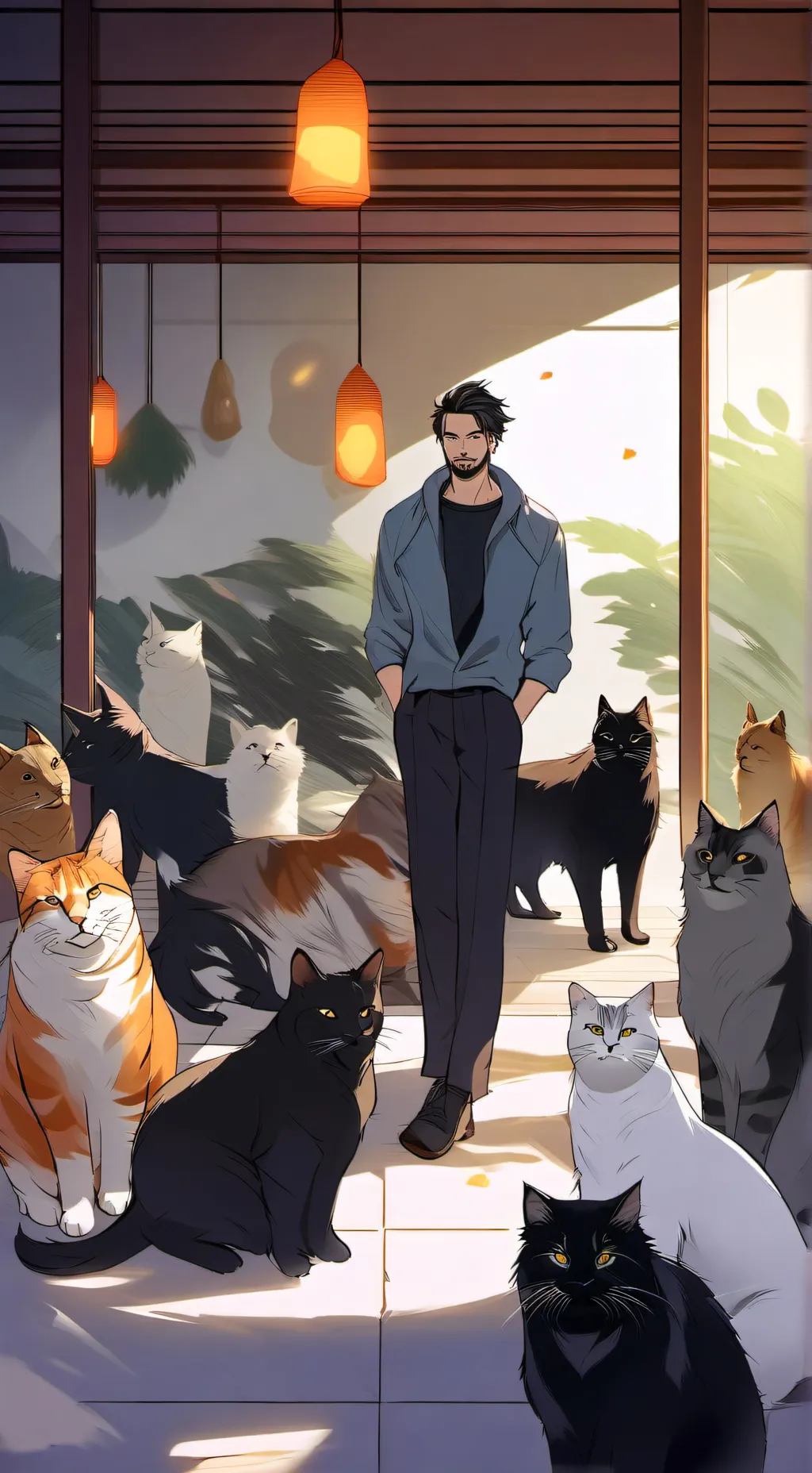 ai character: cat love  background