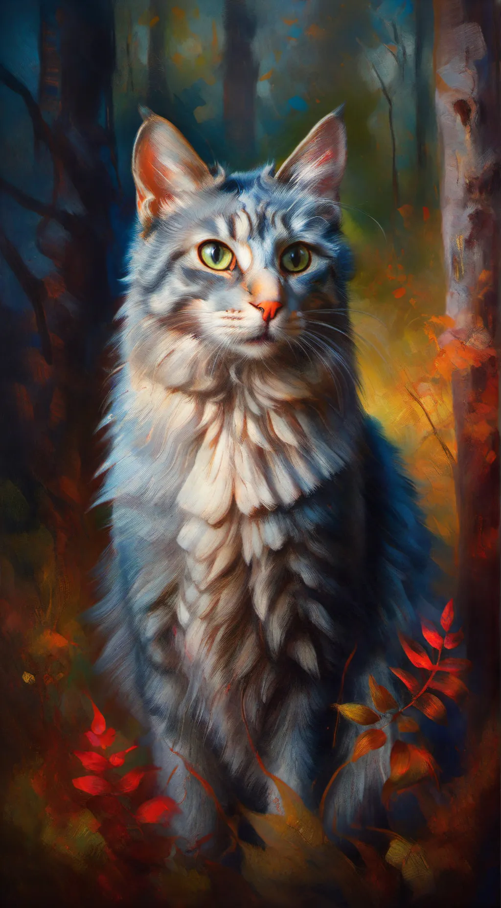 ai character: cats in forest background