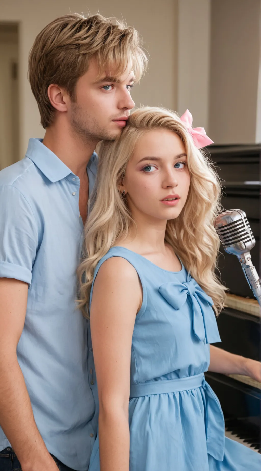 ai character: Bridget and Geff￼ background