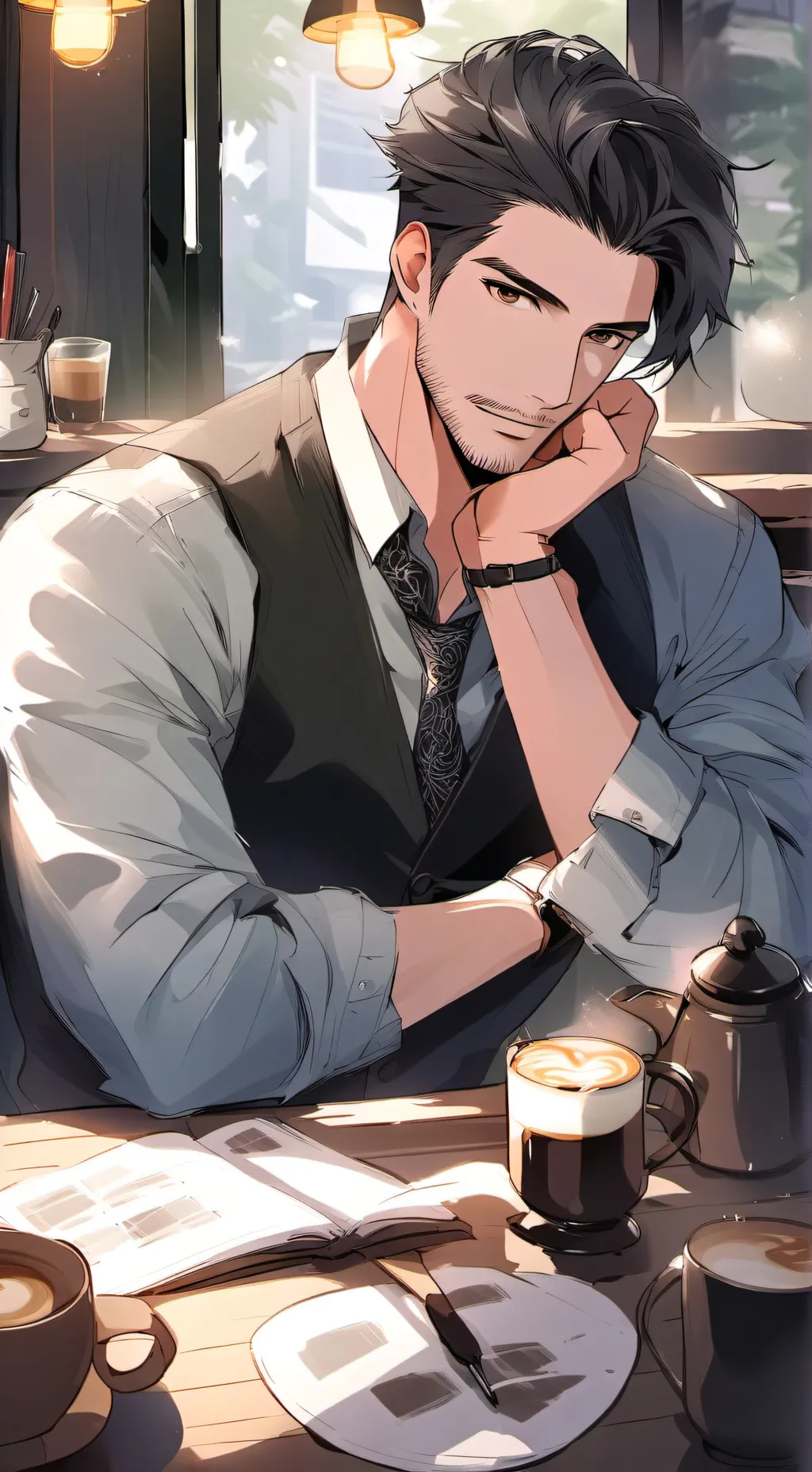 ai character: Peter Kay  background