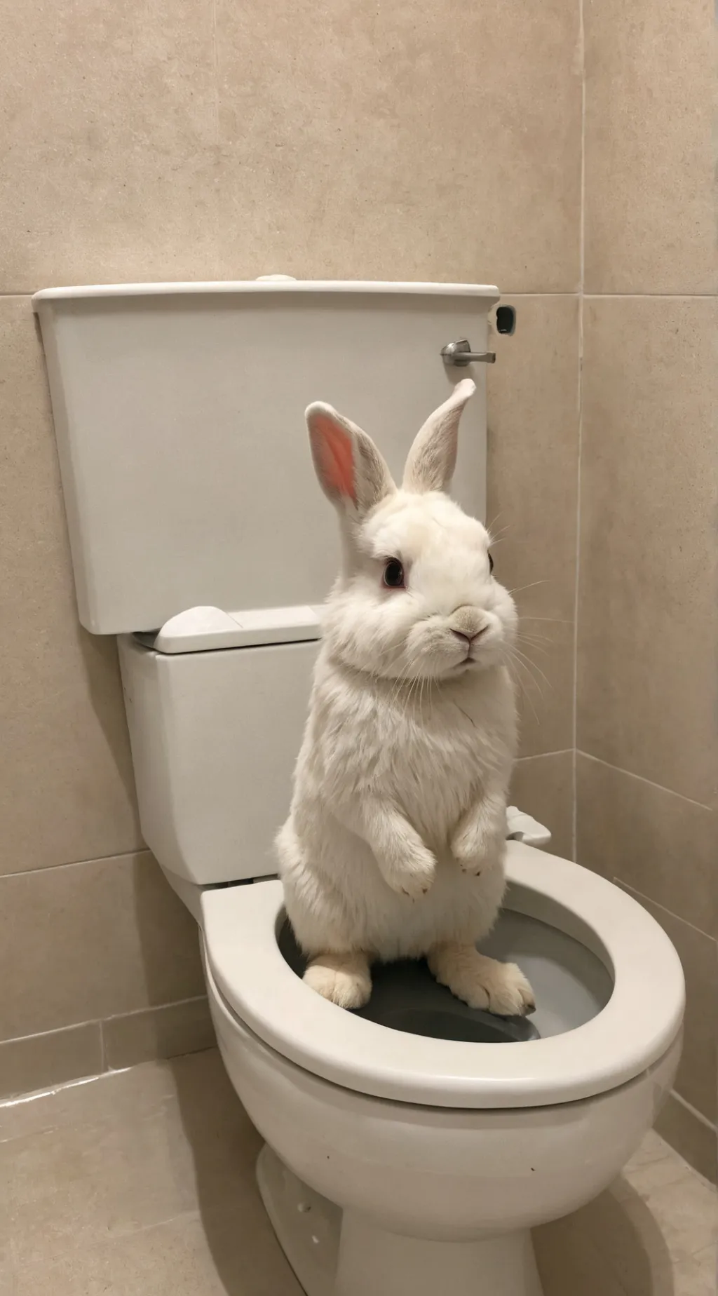 ai character: Rabbit on a Toilet background