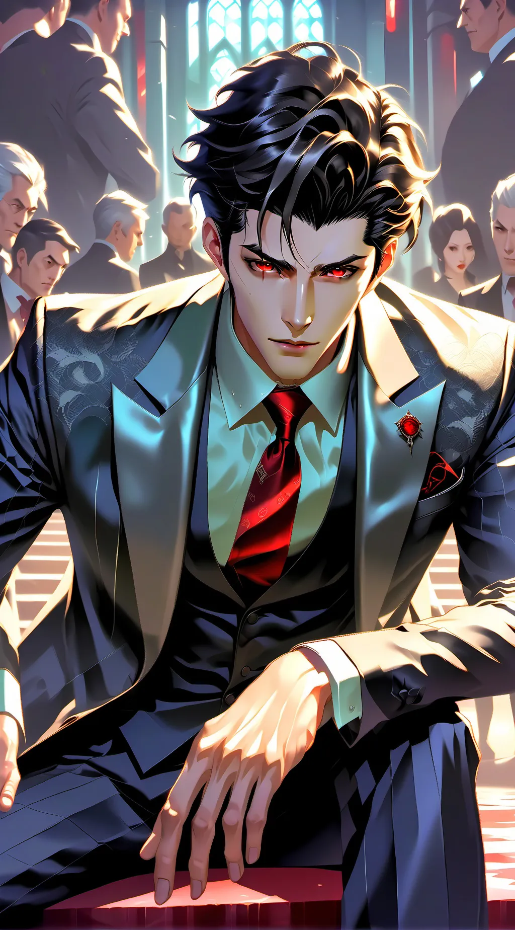 ai character: The Suited Vampire background