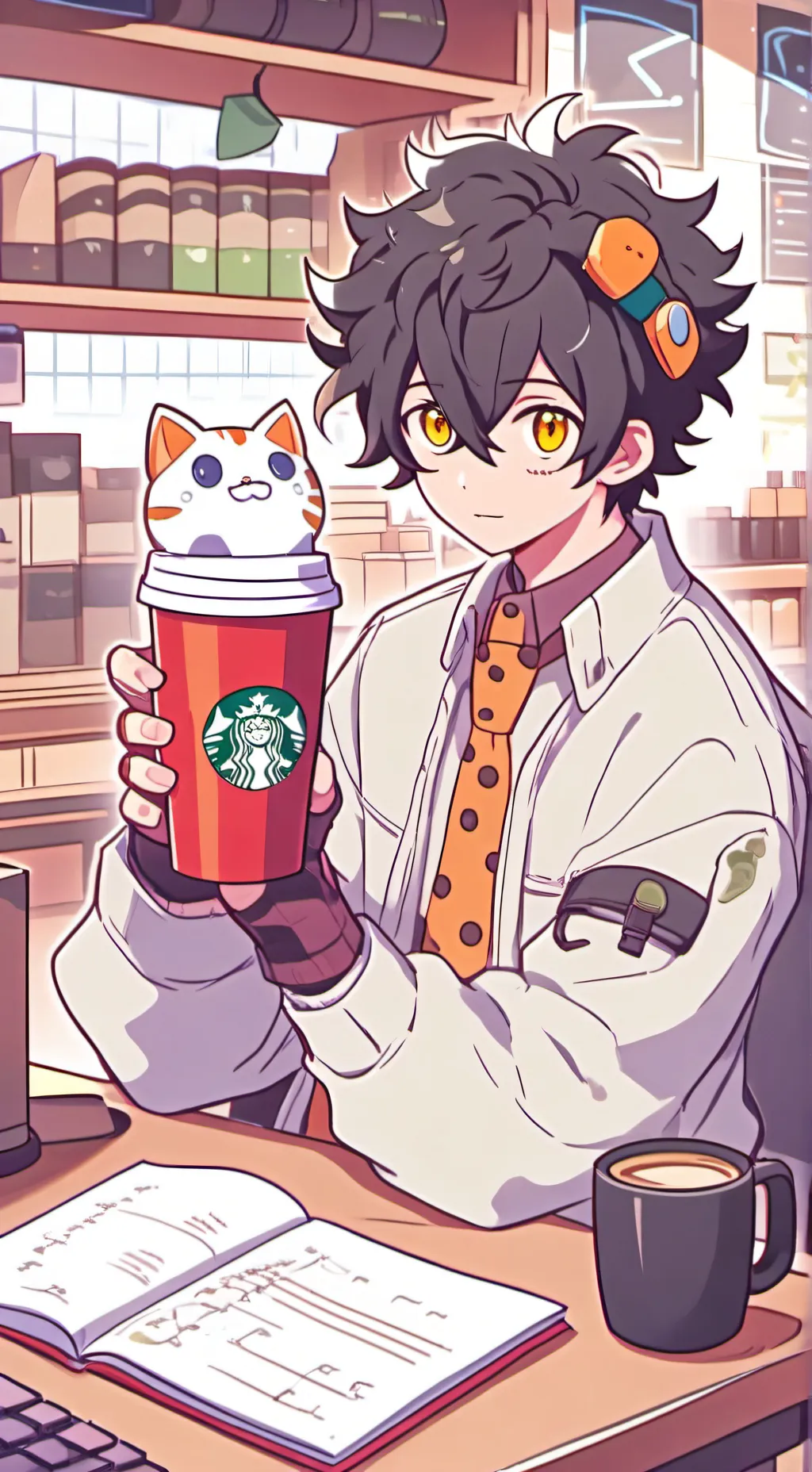 ai character: The Quantum Latte Theorist background