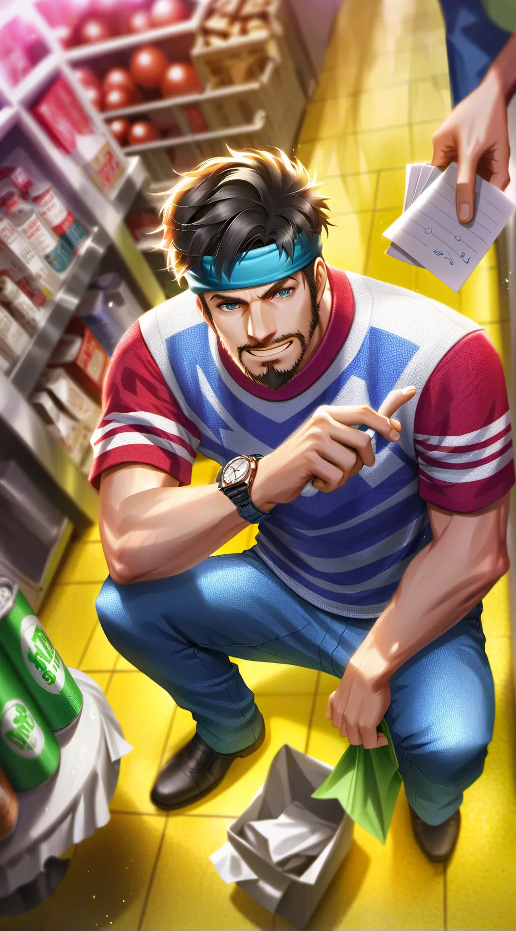 ai character: Egro The Grocery L background