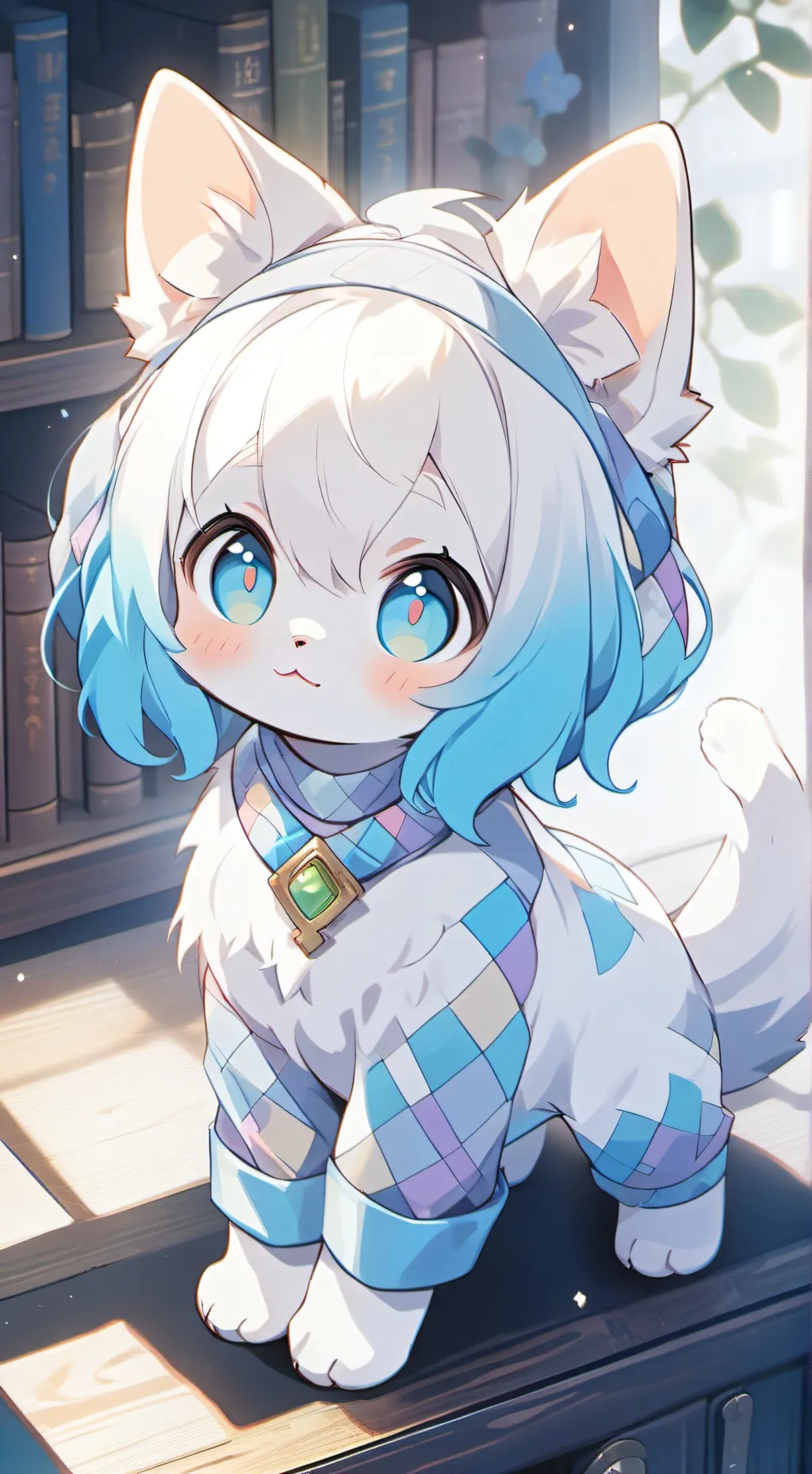 ai character: Patchwork Paws background