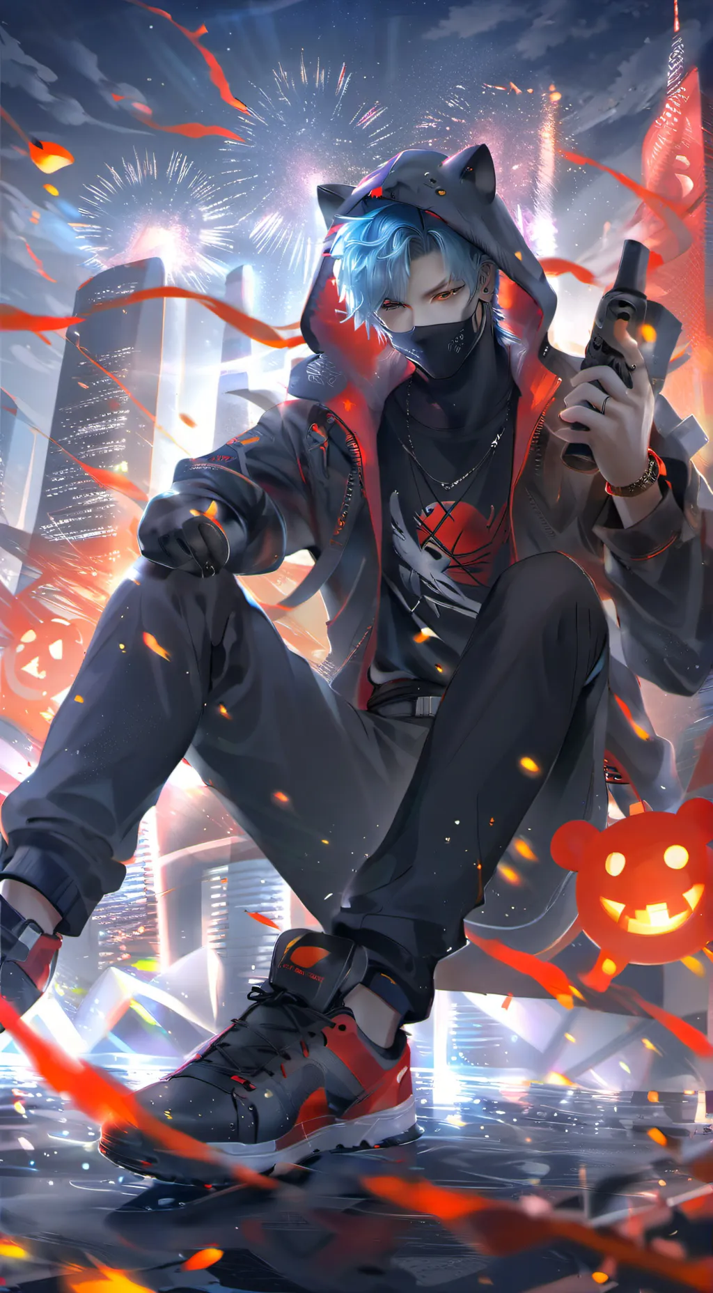 ai character: navy background