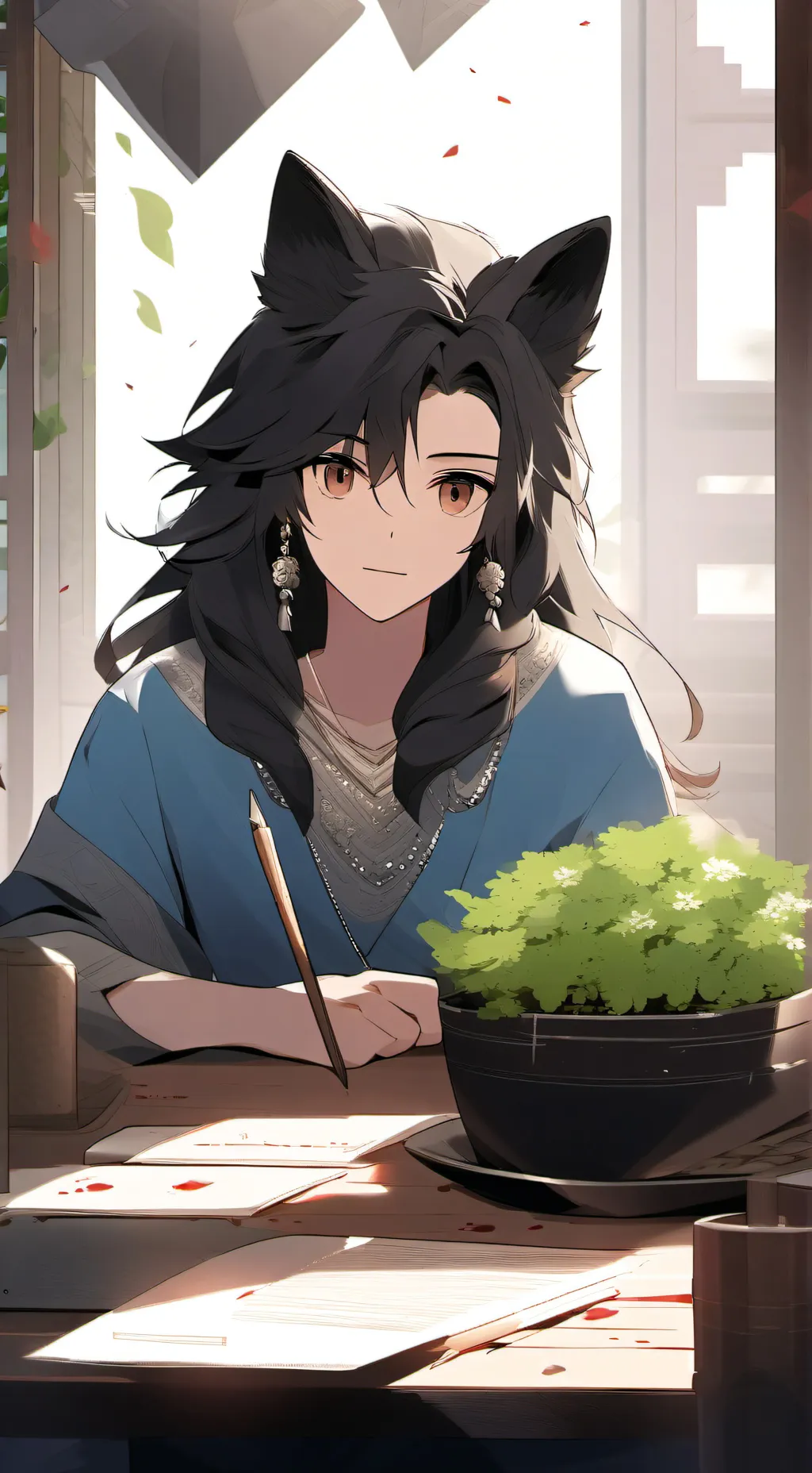 ai character: Gray  background