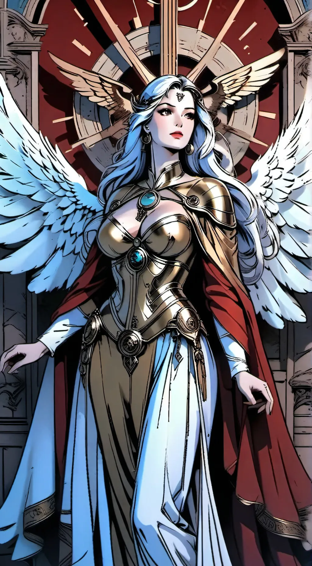 ai character: Seraphiel Azurean background