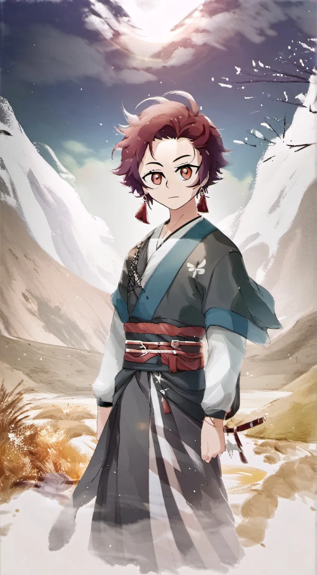 ai character: Tanjiro  background