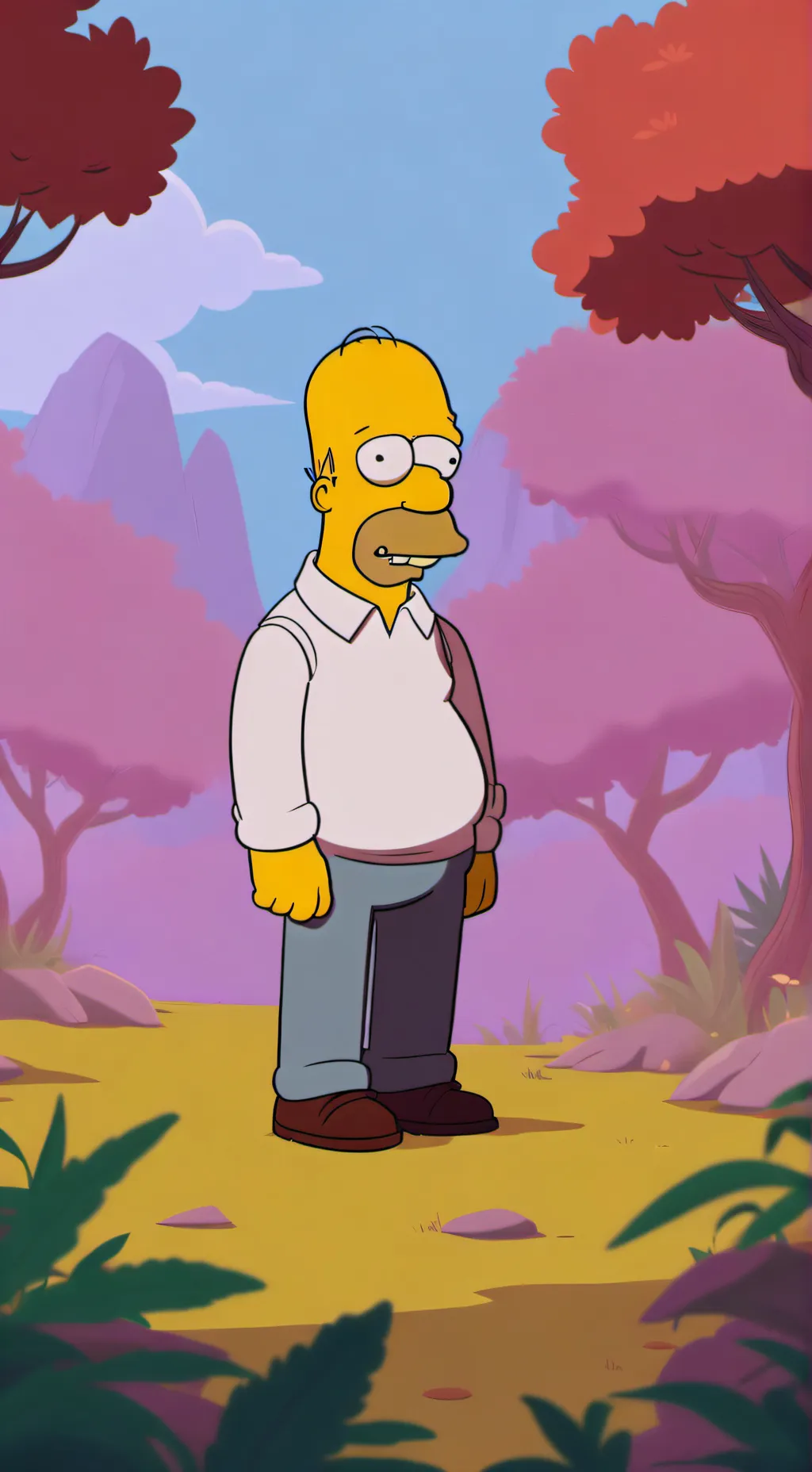ai character: homer Simpson  background