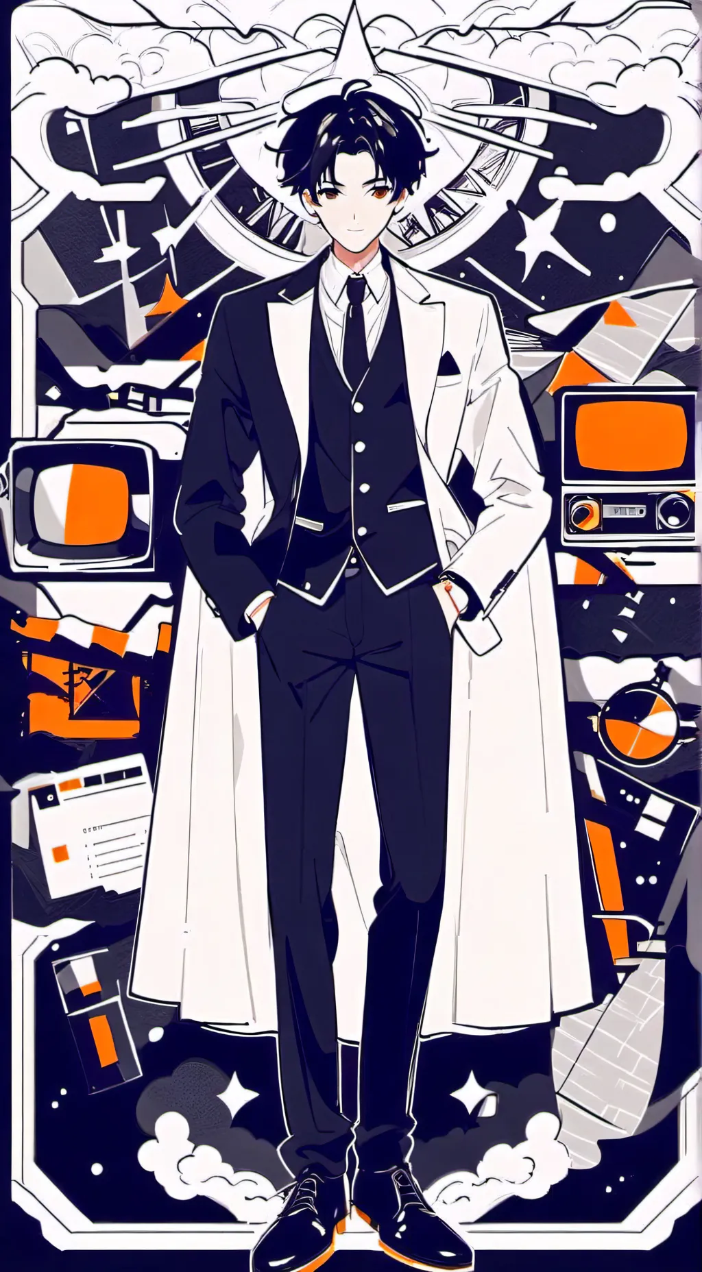 ai character: t.pencil tv ácido background