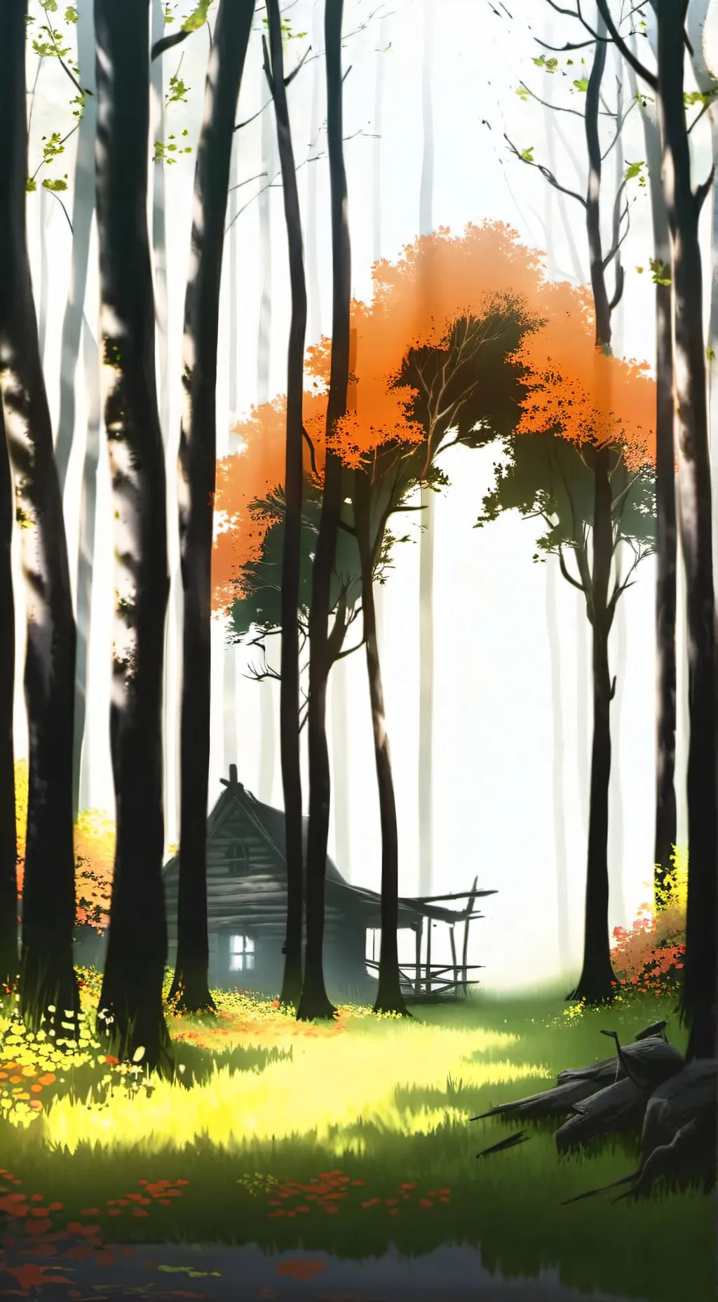 ai character: MHA forest background