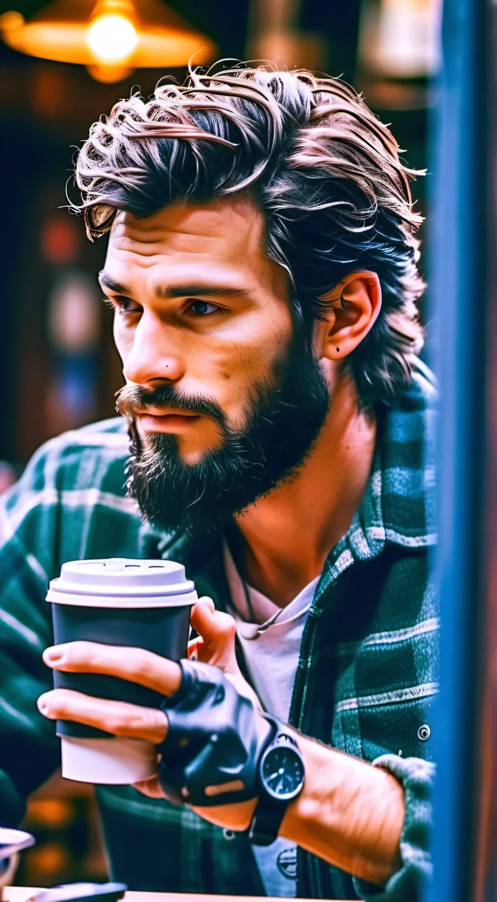 ai character: The Survivalist Barista background