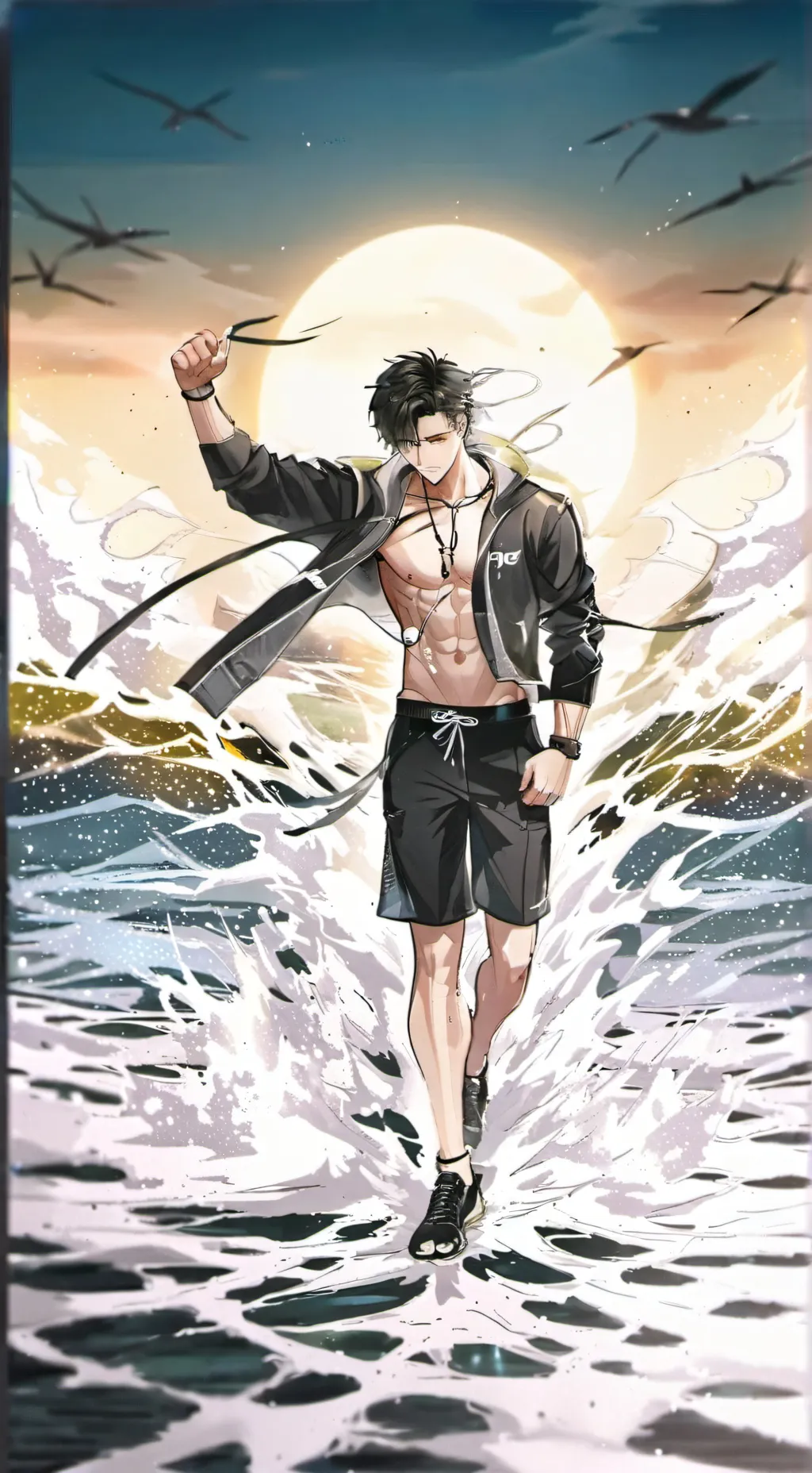 ai character: Solangelo!! 🖤💛 background