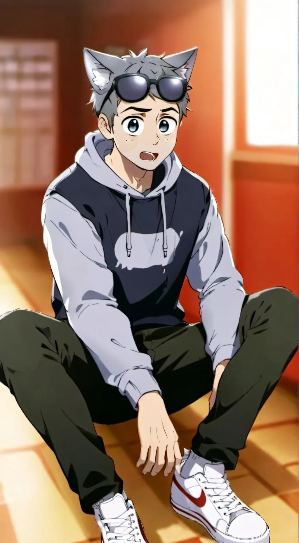 ai character: Gray background