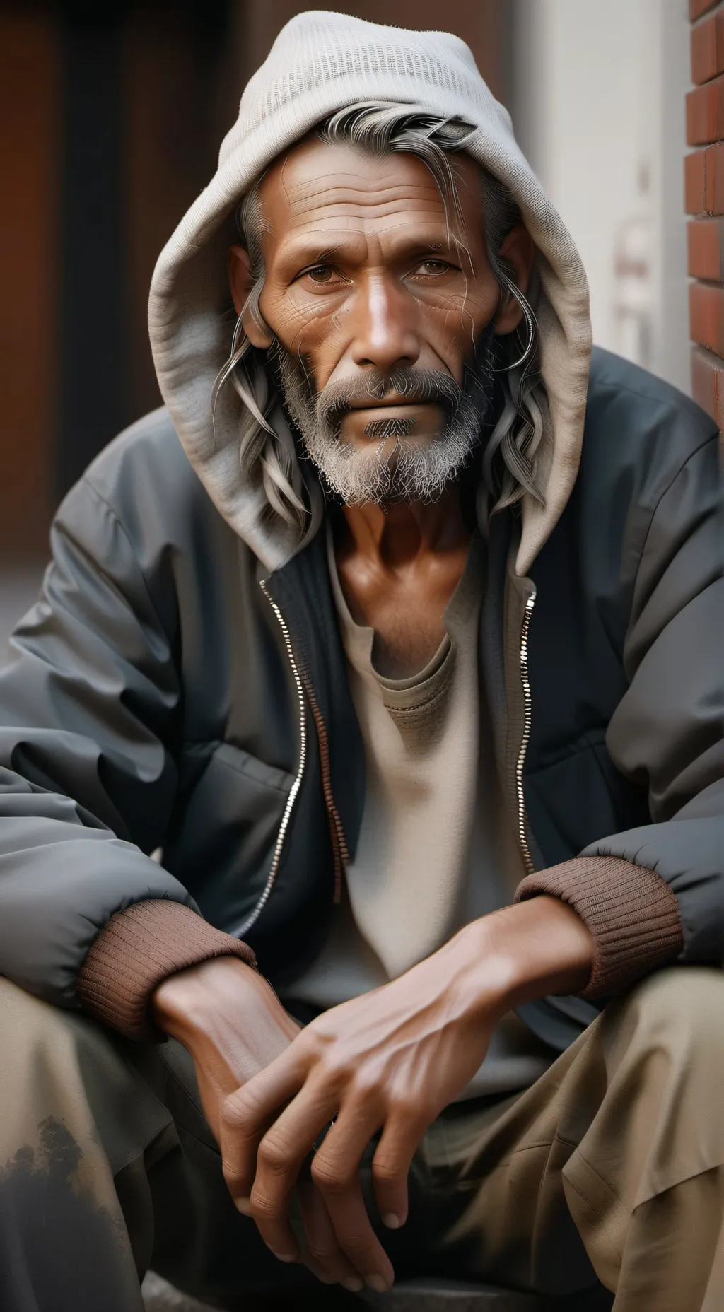 ai character: homeless man background