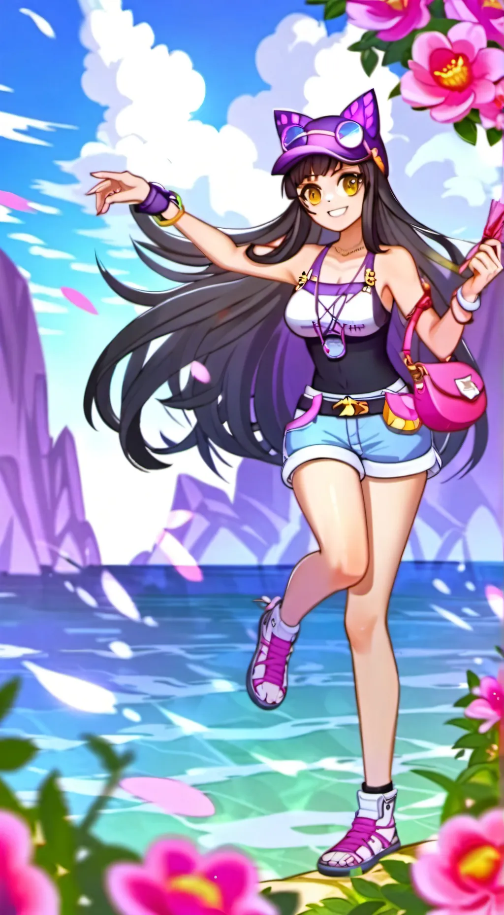 ai character: aphmau beach day background