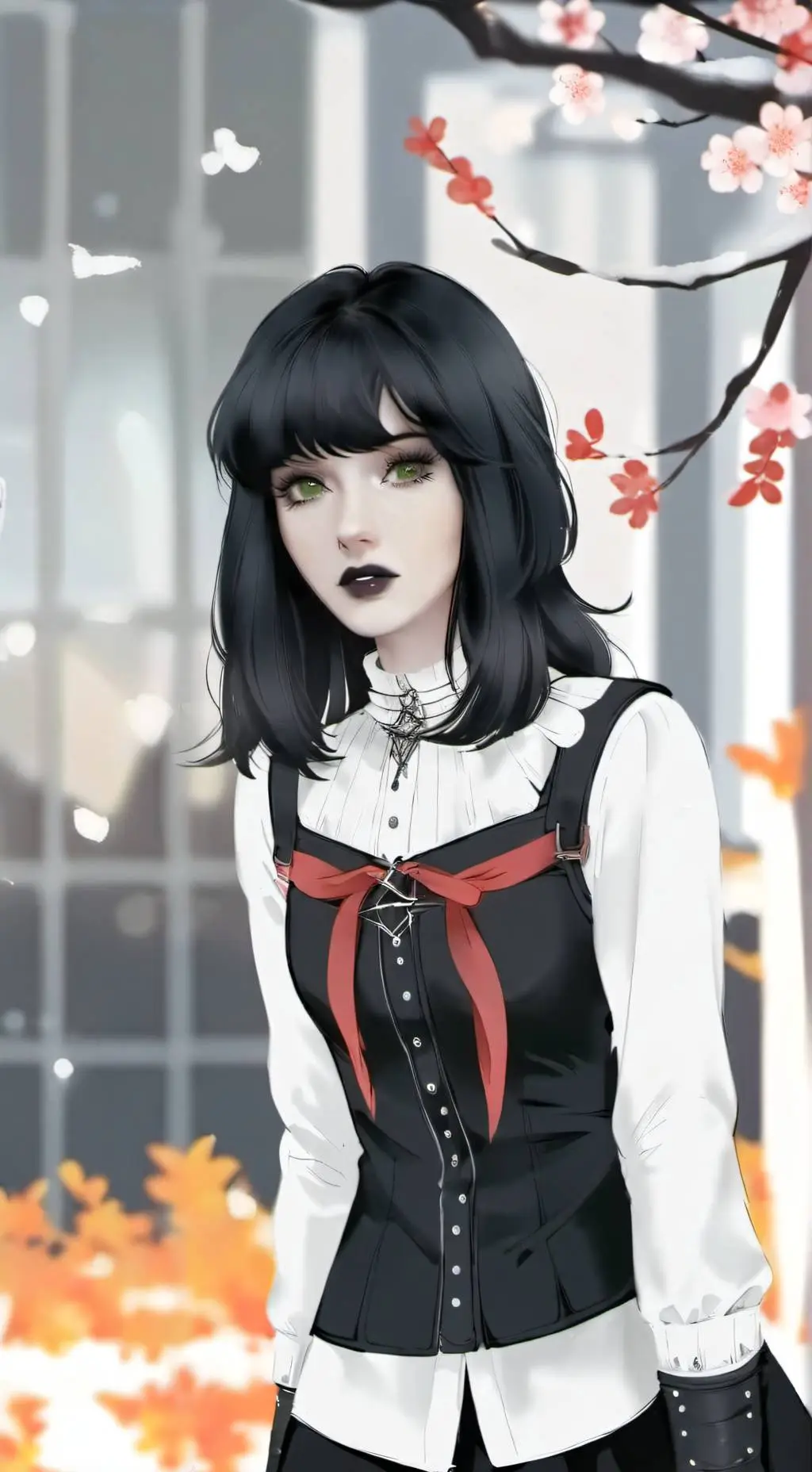 ai character: Goth girl  background
