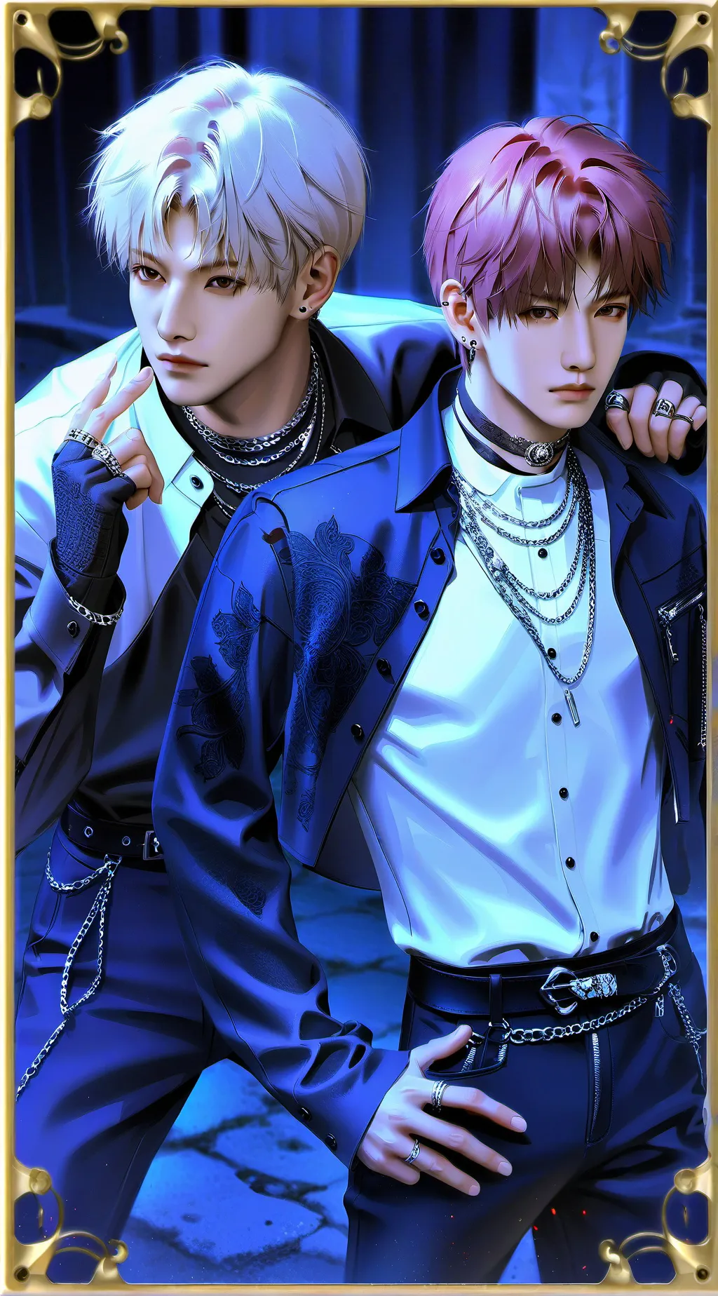 ai character: Felix and Hyunjin  background