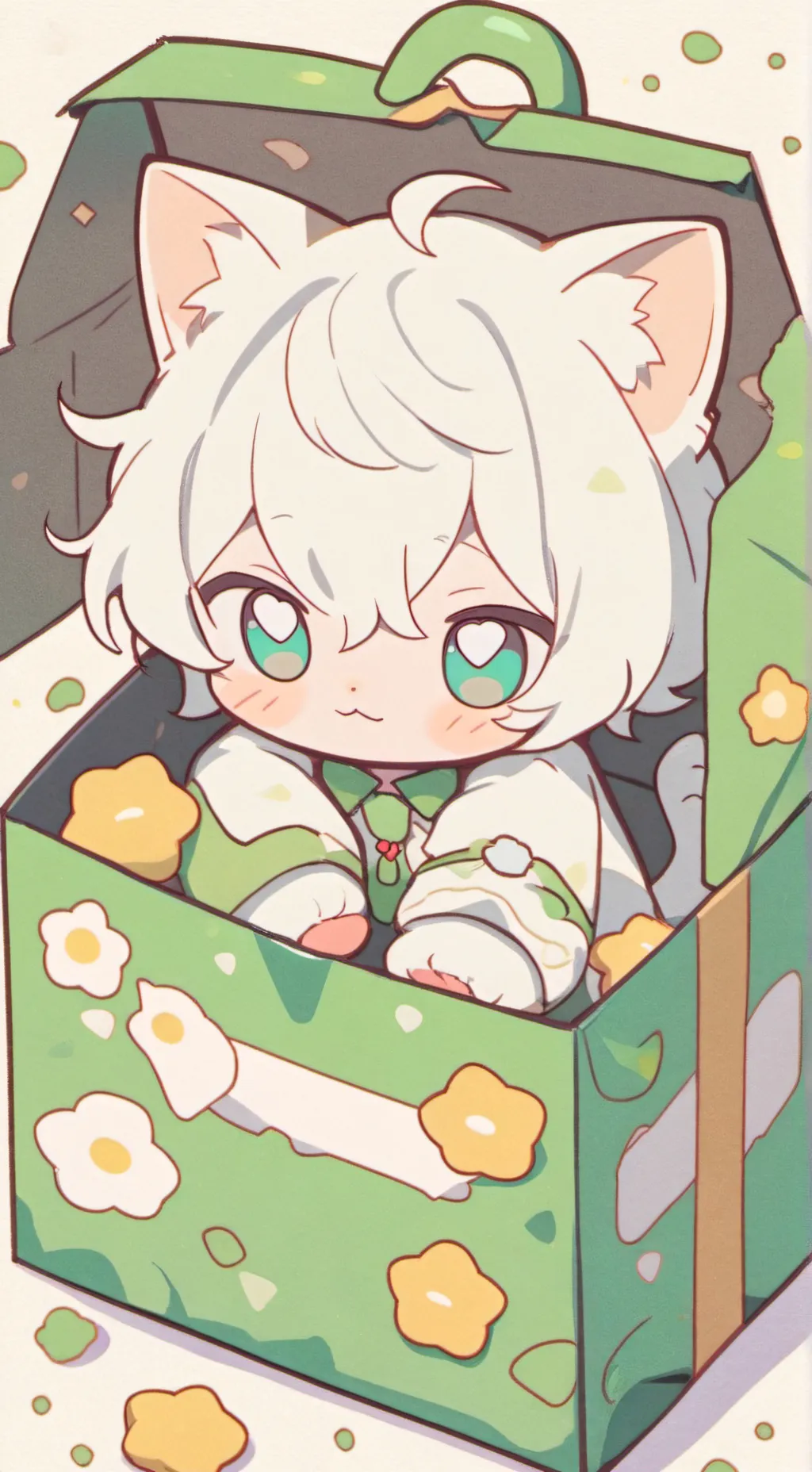 ai character: Catgirl in Box background