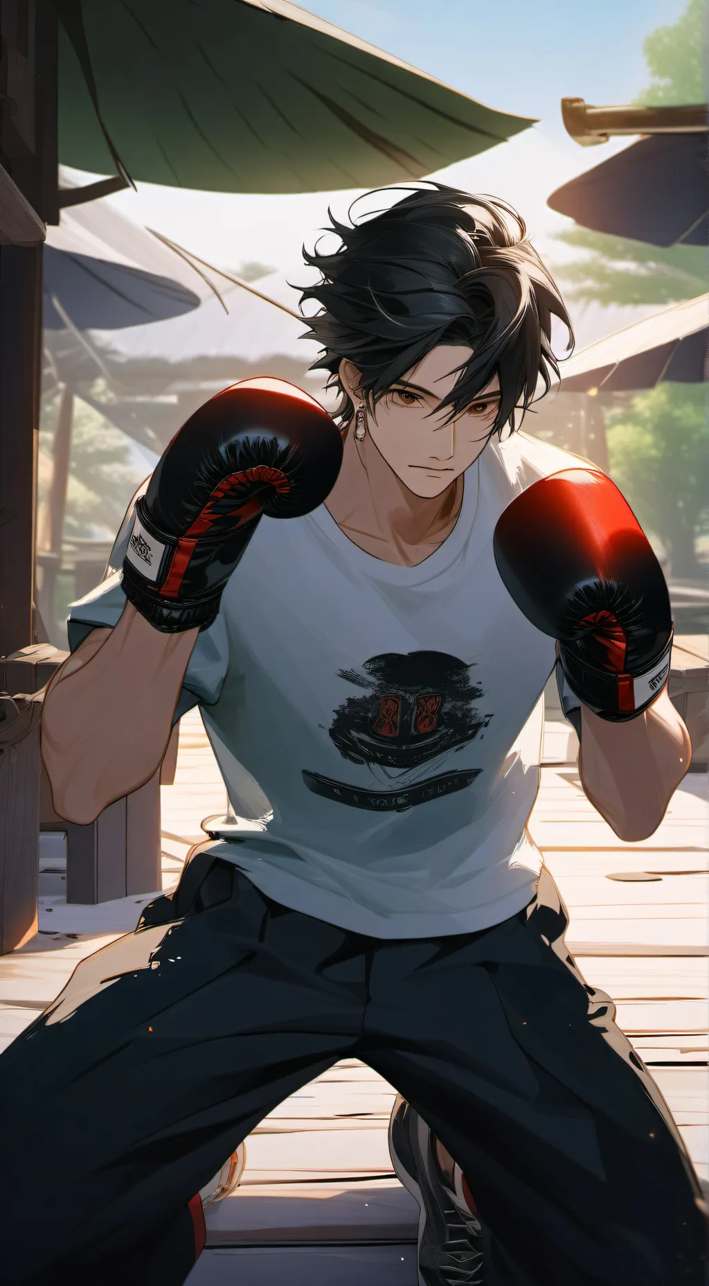 ai character: boxing background