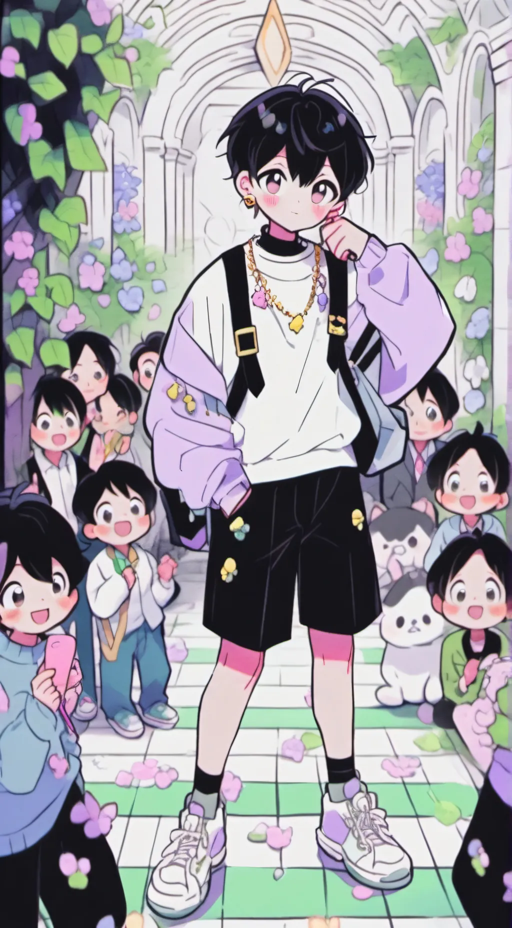 ai character: 12 boy rommates background