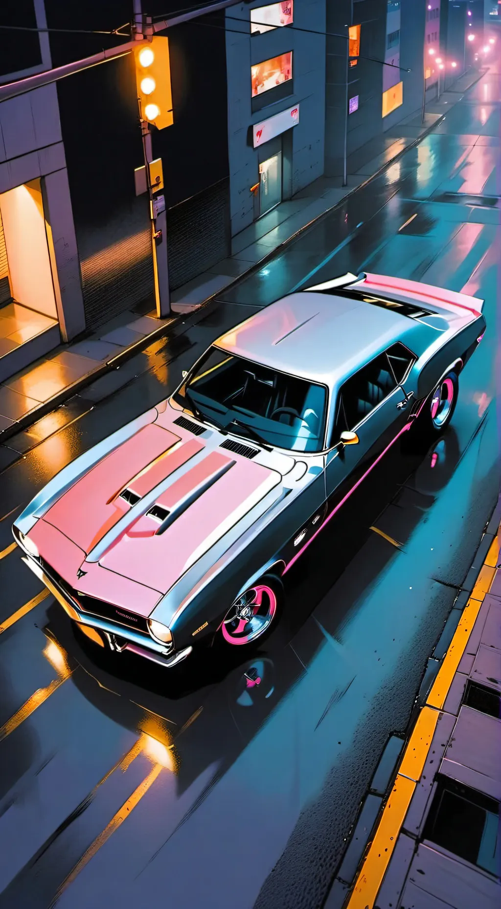 ai character: Neon car background