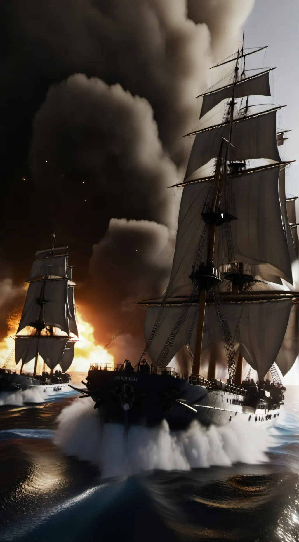 ai character: Warships attack background