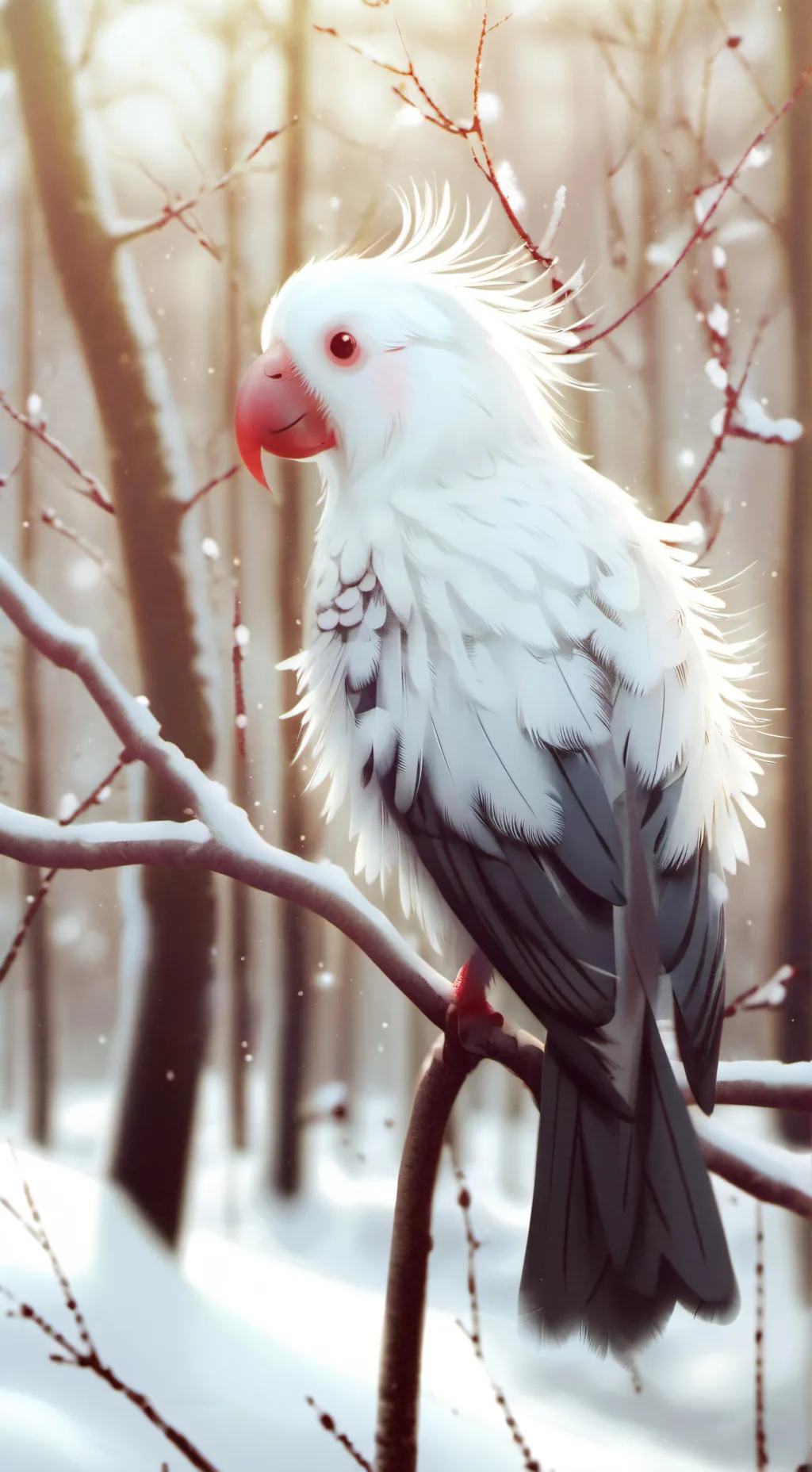 ai character: cacatoès albinos  background