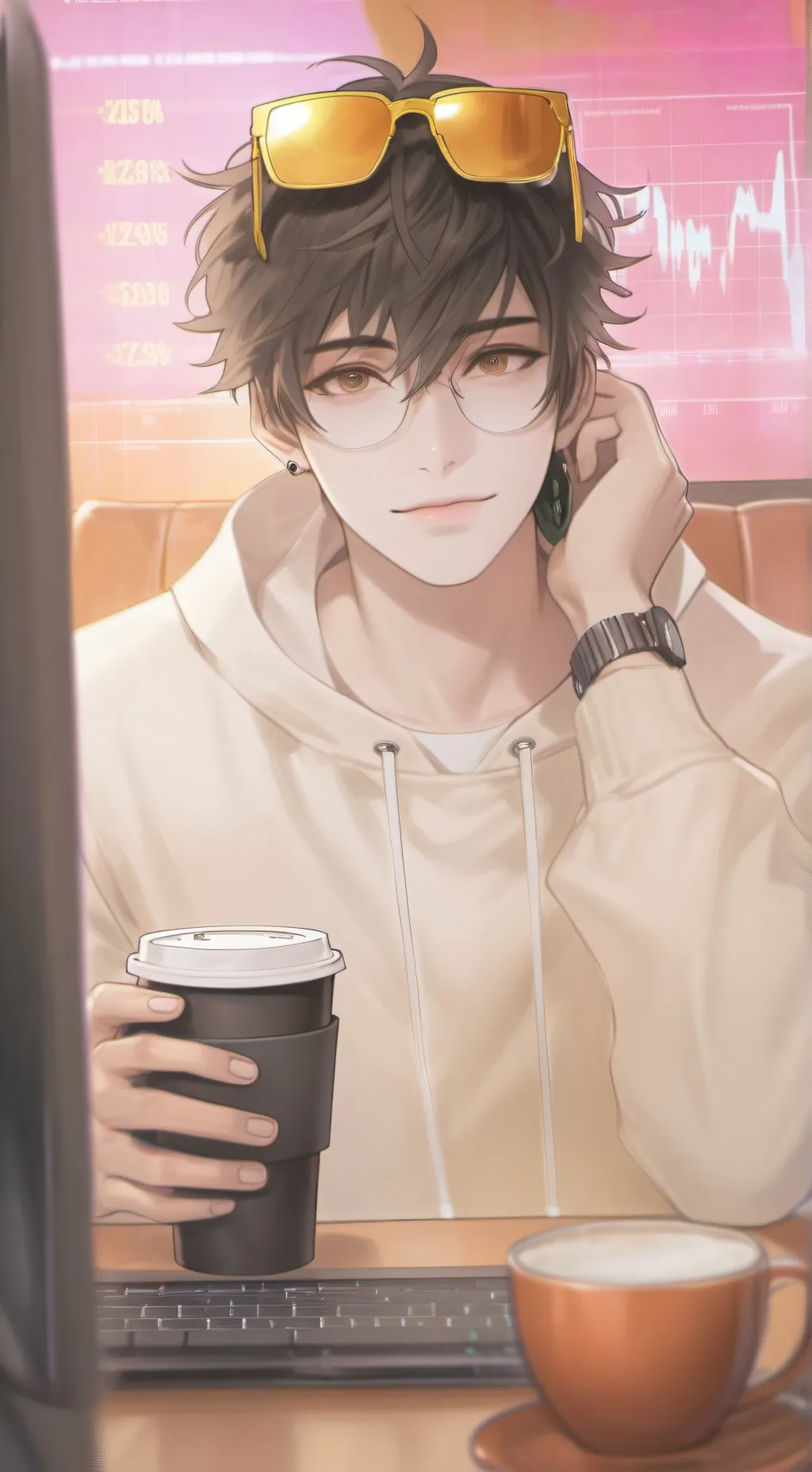 ai character: The Cryptocurrency Caffeine Enthusiast background