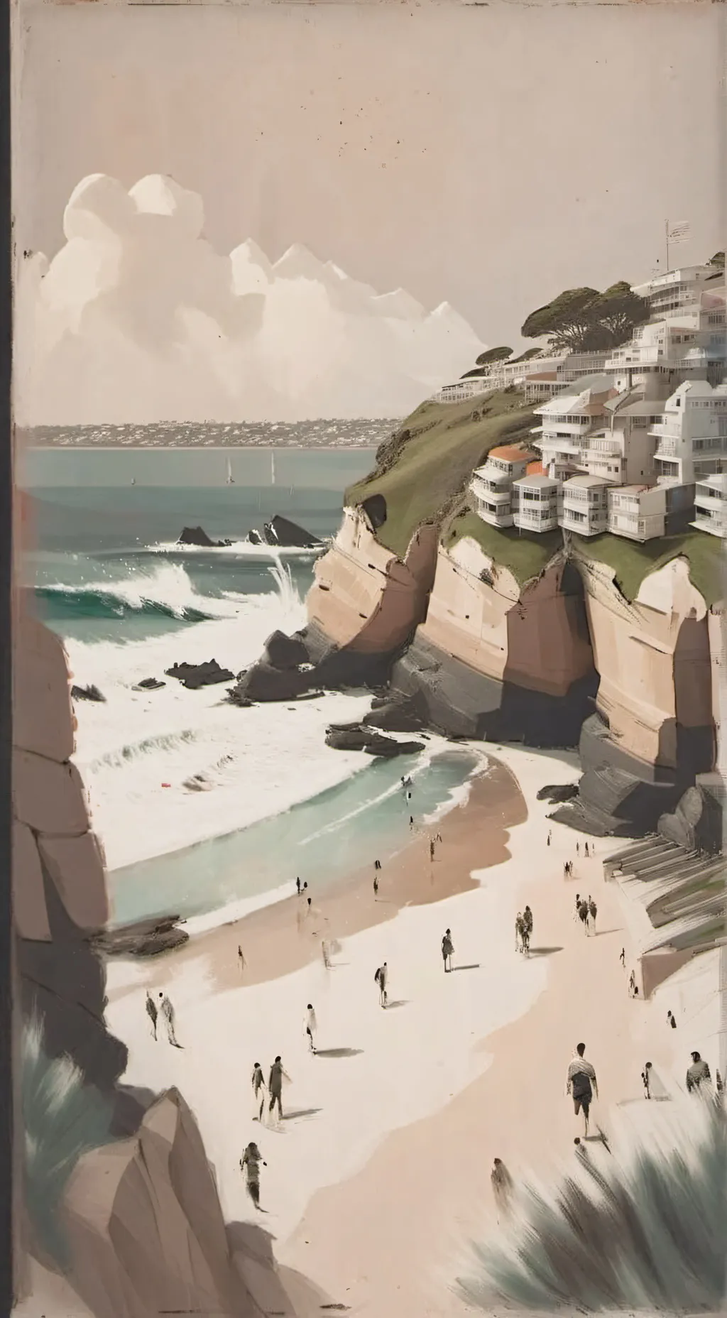 ai character: Bondi beach  background