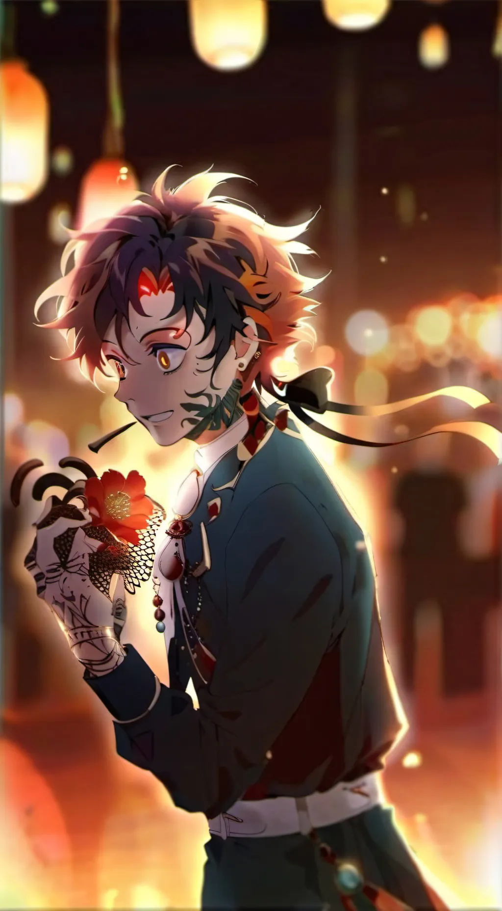 ai character: tanjiro méchant  background