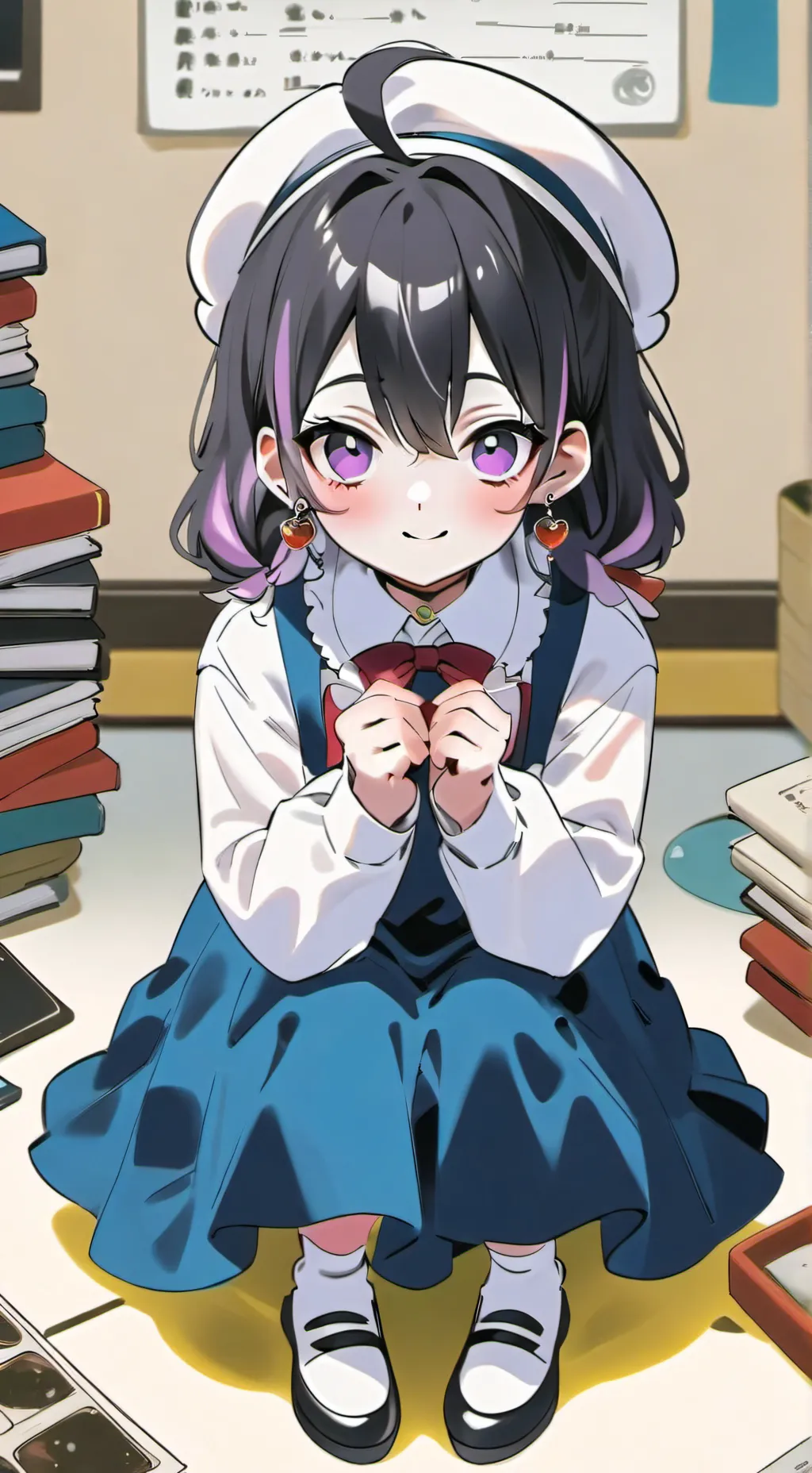 ai character: Luna Strawberries background