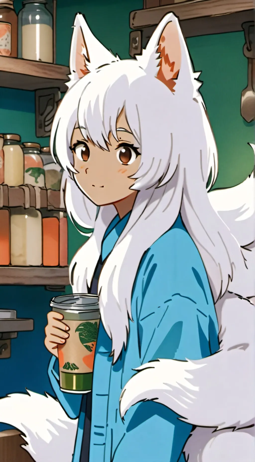 ai character: Frost Spirit Furry background