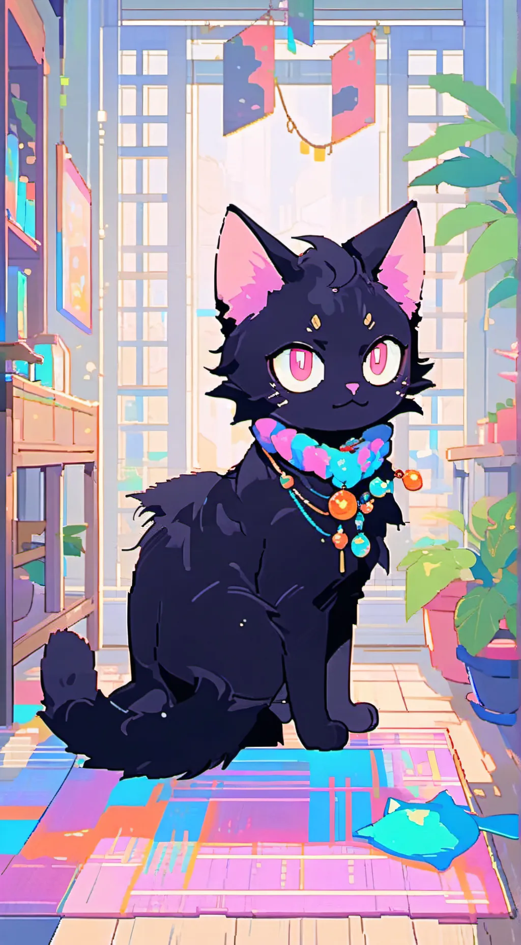 ai character: Nyx the Cat Spirit background