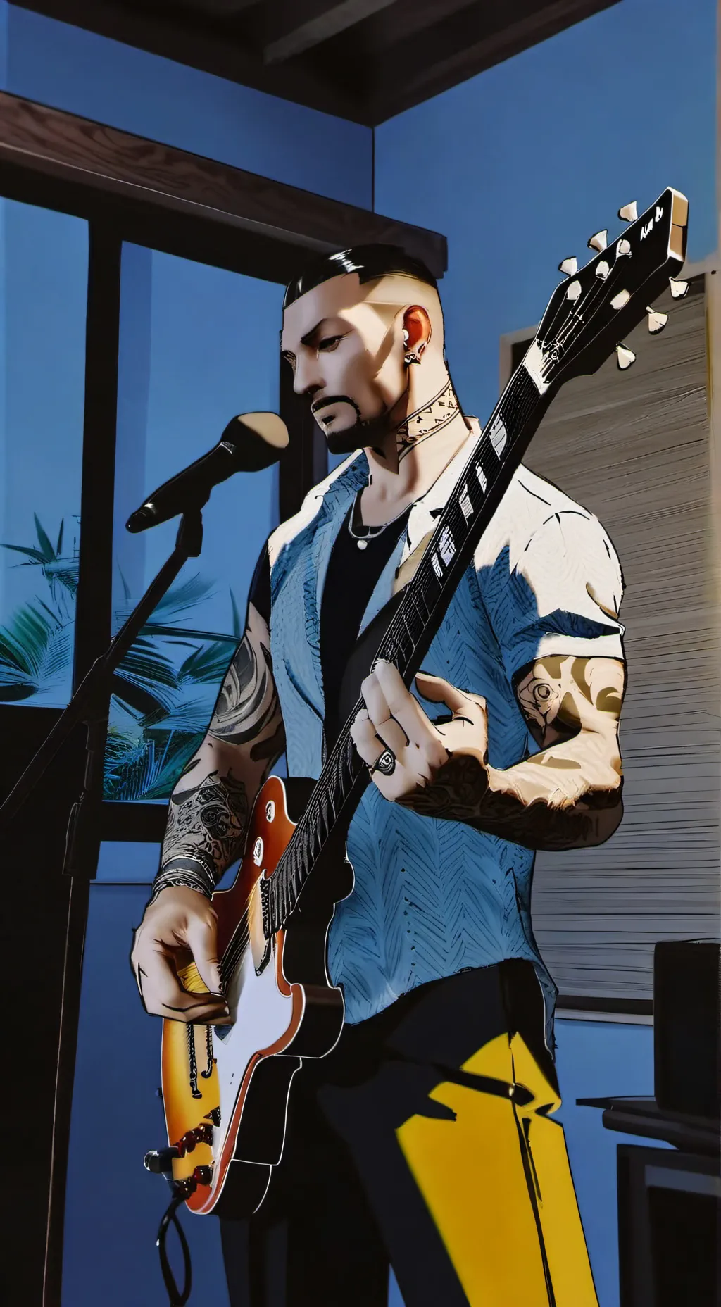 ai character: Dober rock background