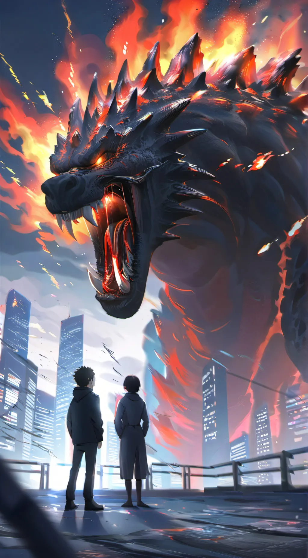 ai character: Godzilla  background