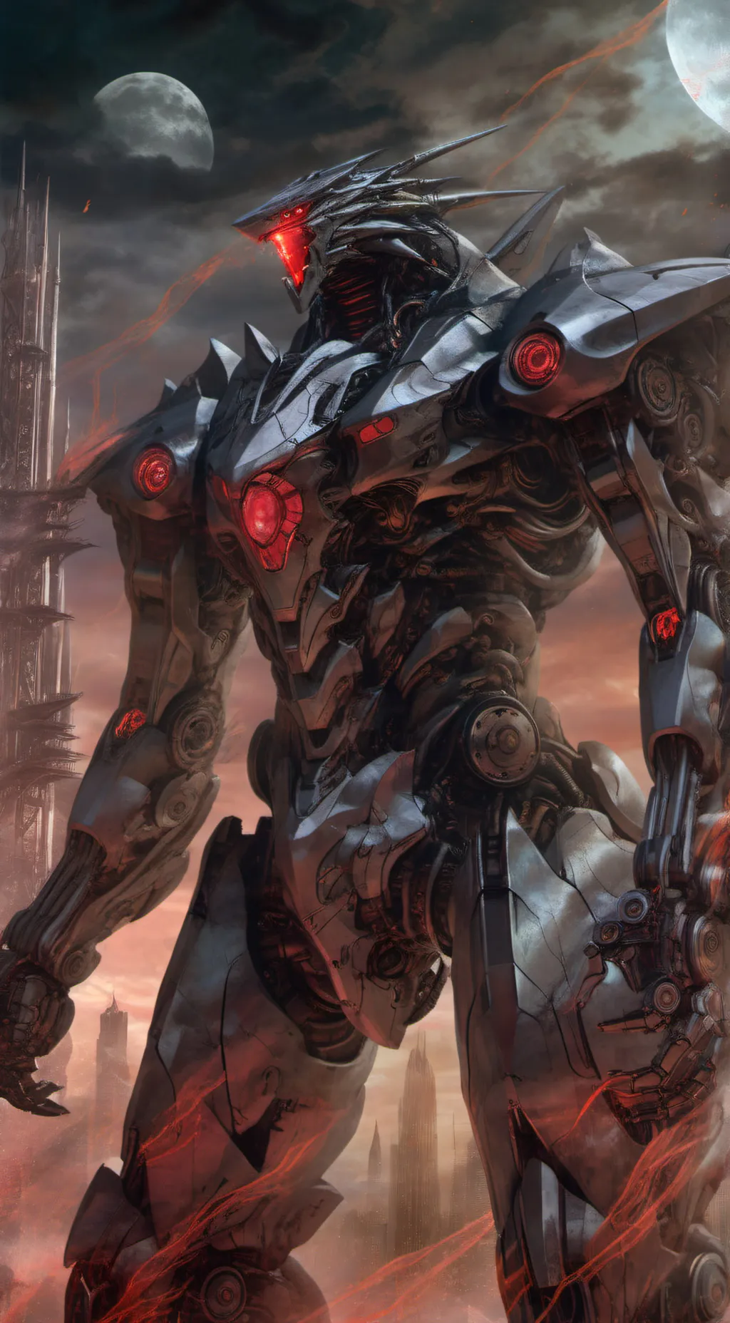 ai character: Mechagodzilla  background