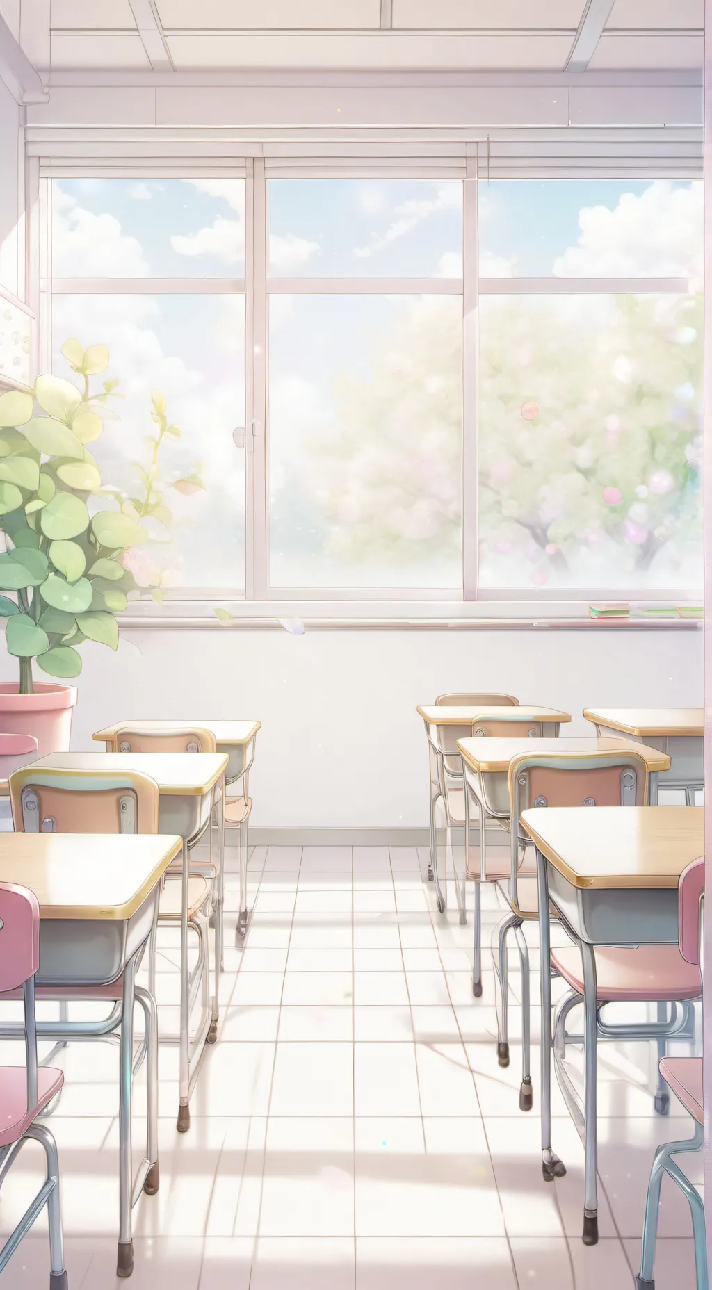 ai character: Kawaii School background