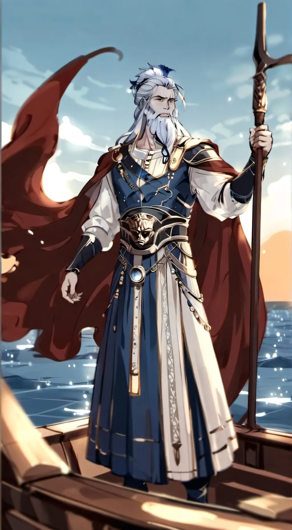 ai character: Poseidon  background