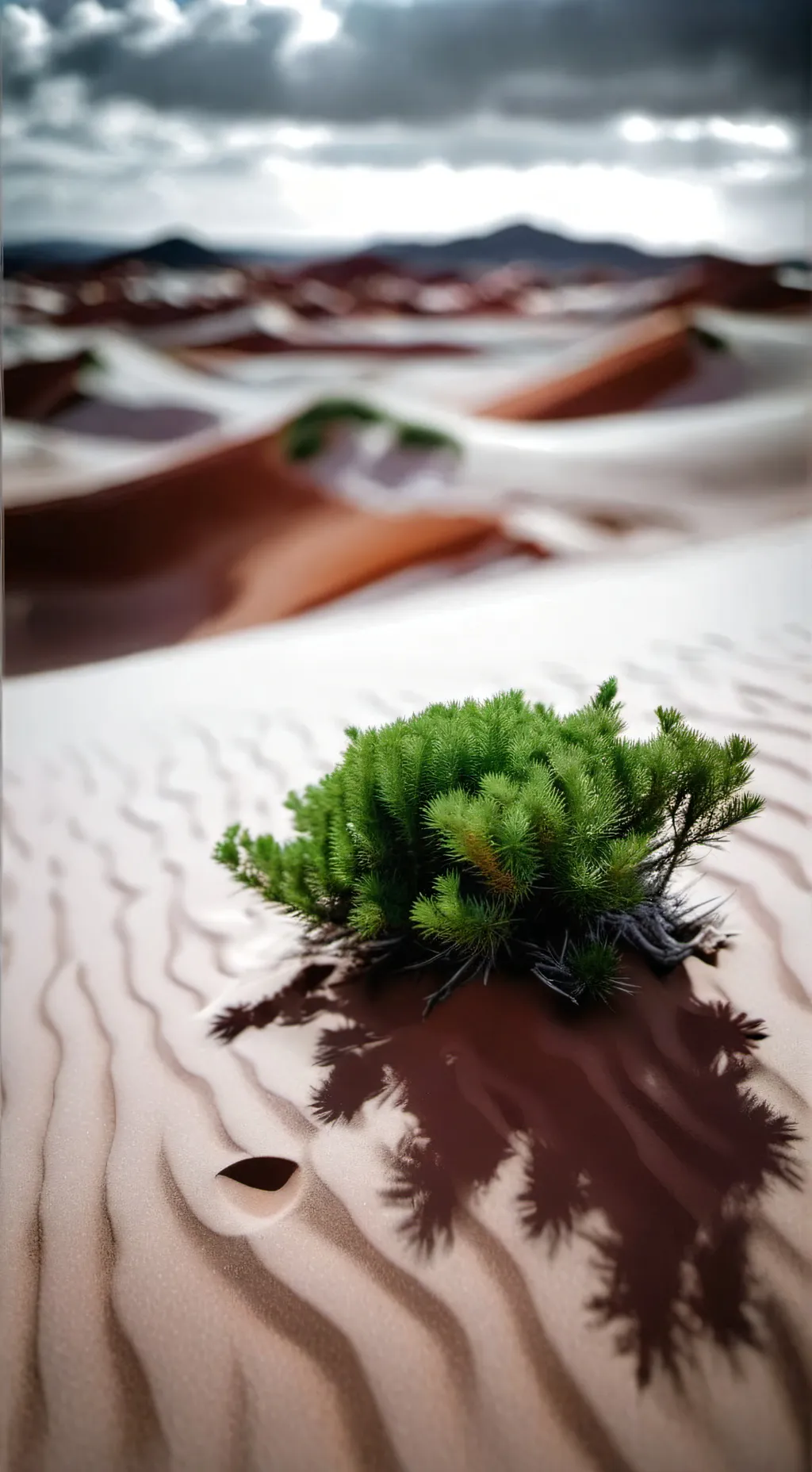 ai character: a bush in desert background