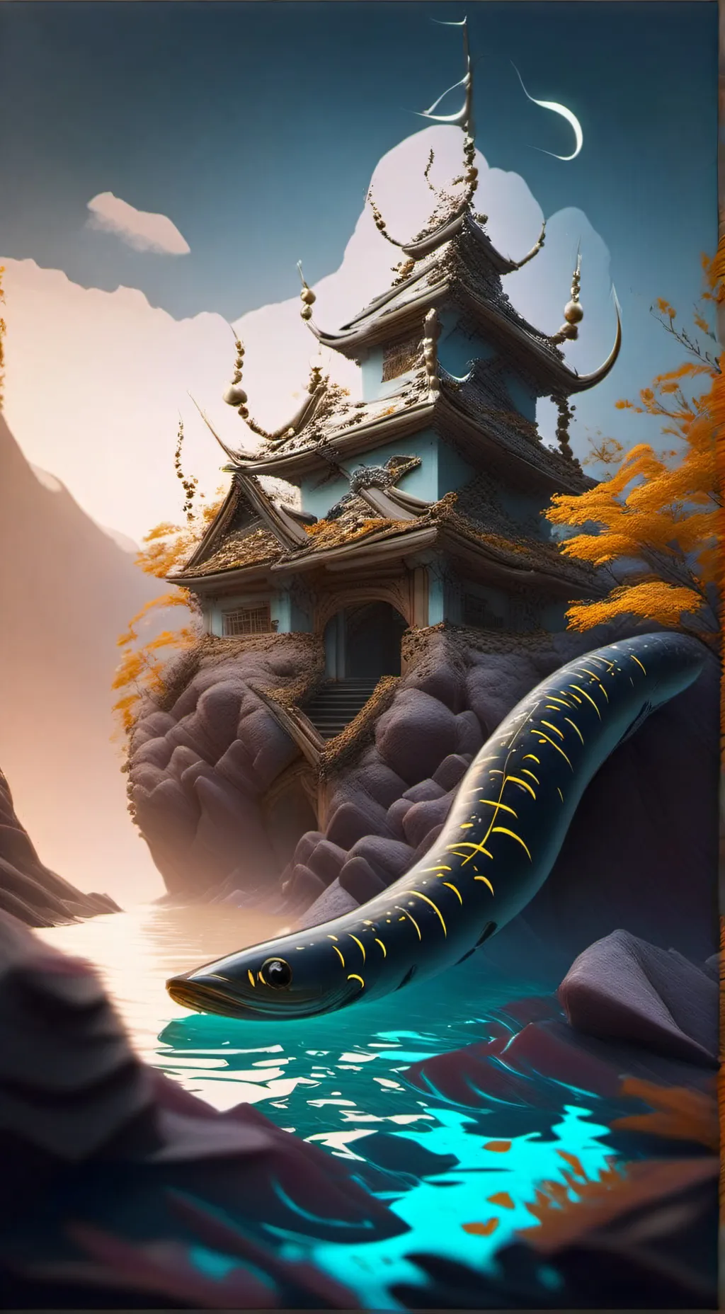 ai character: Eel 👎 temple jjk background