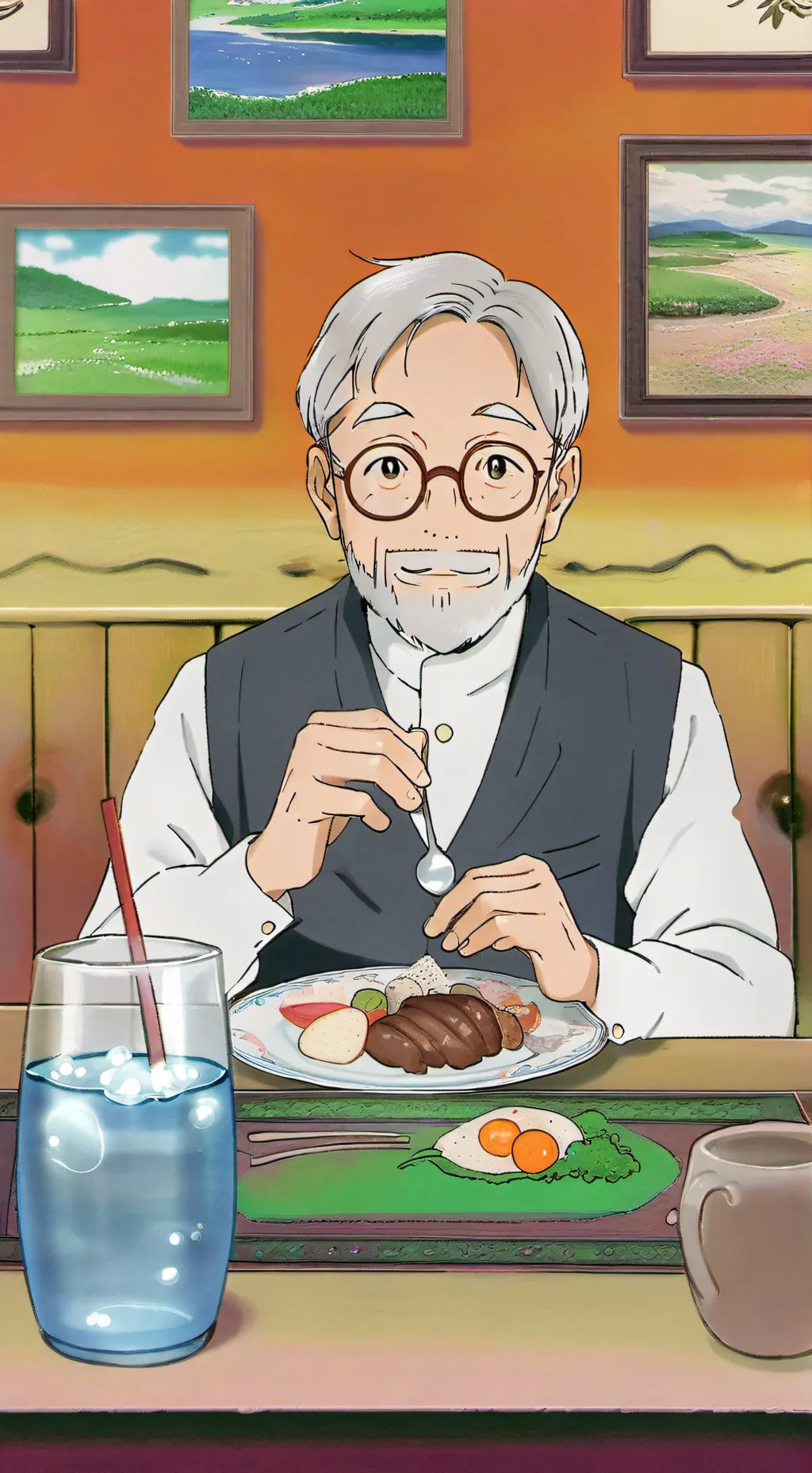 ai character: glass of water???? background