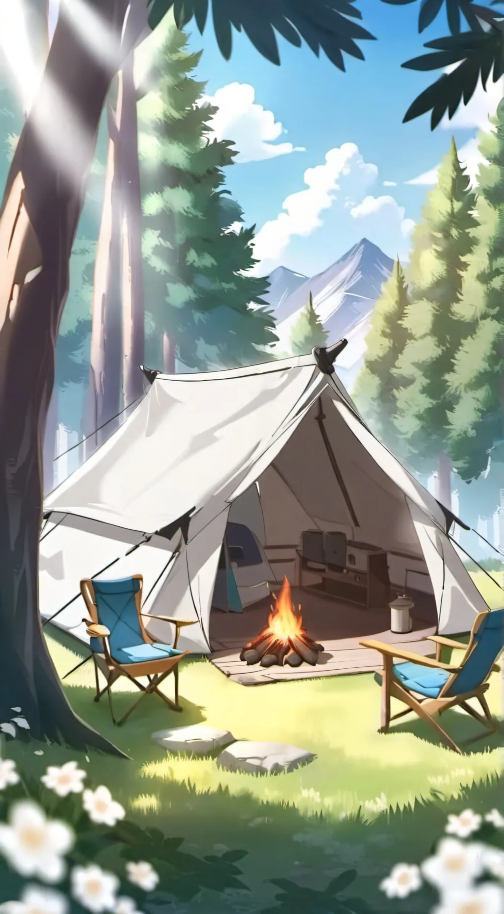ai character: Camping background