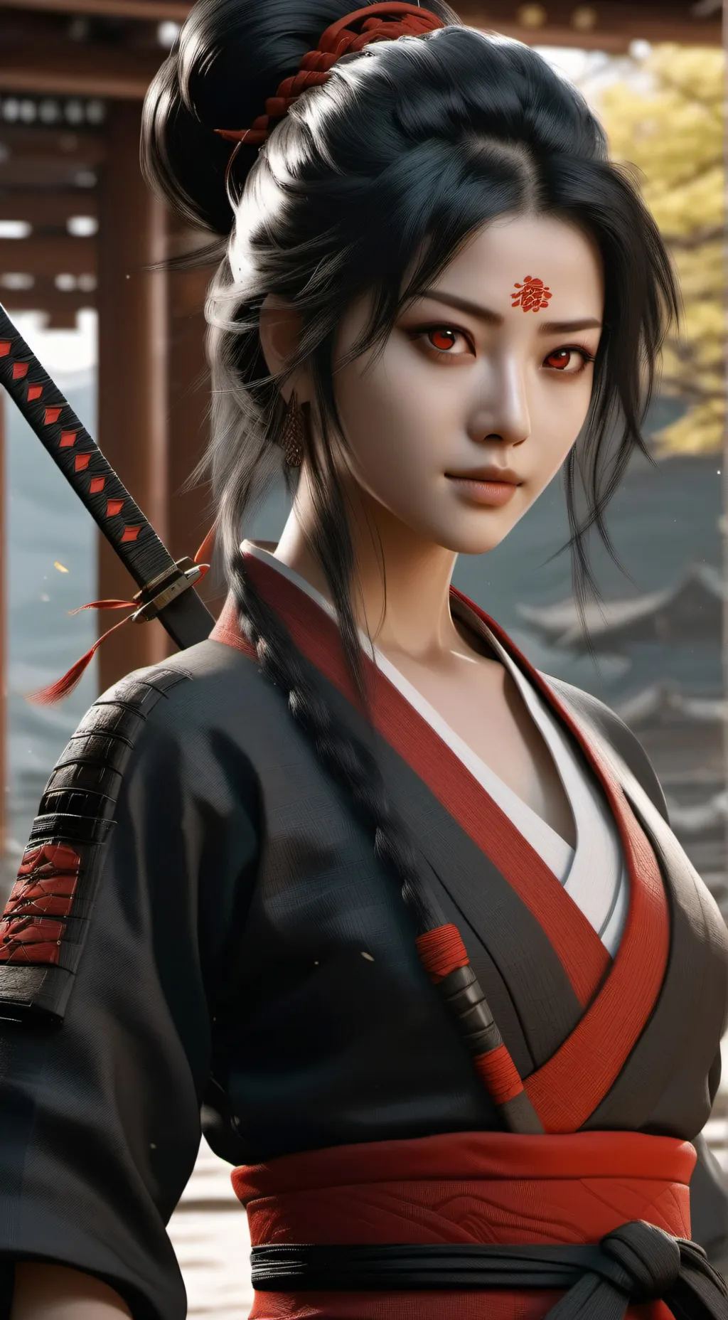 ai character: ninja girl background
