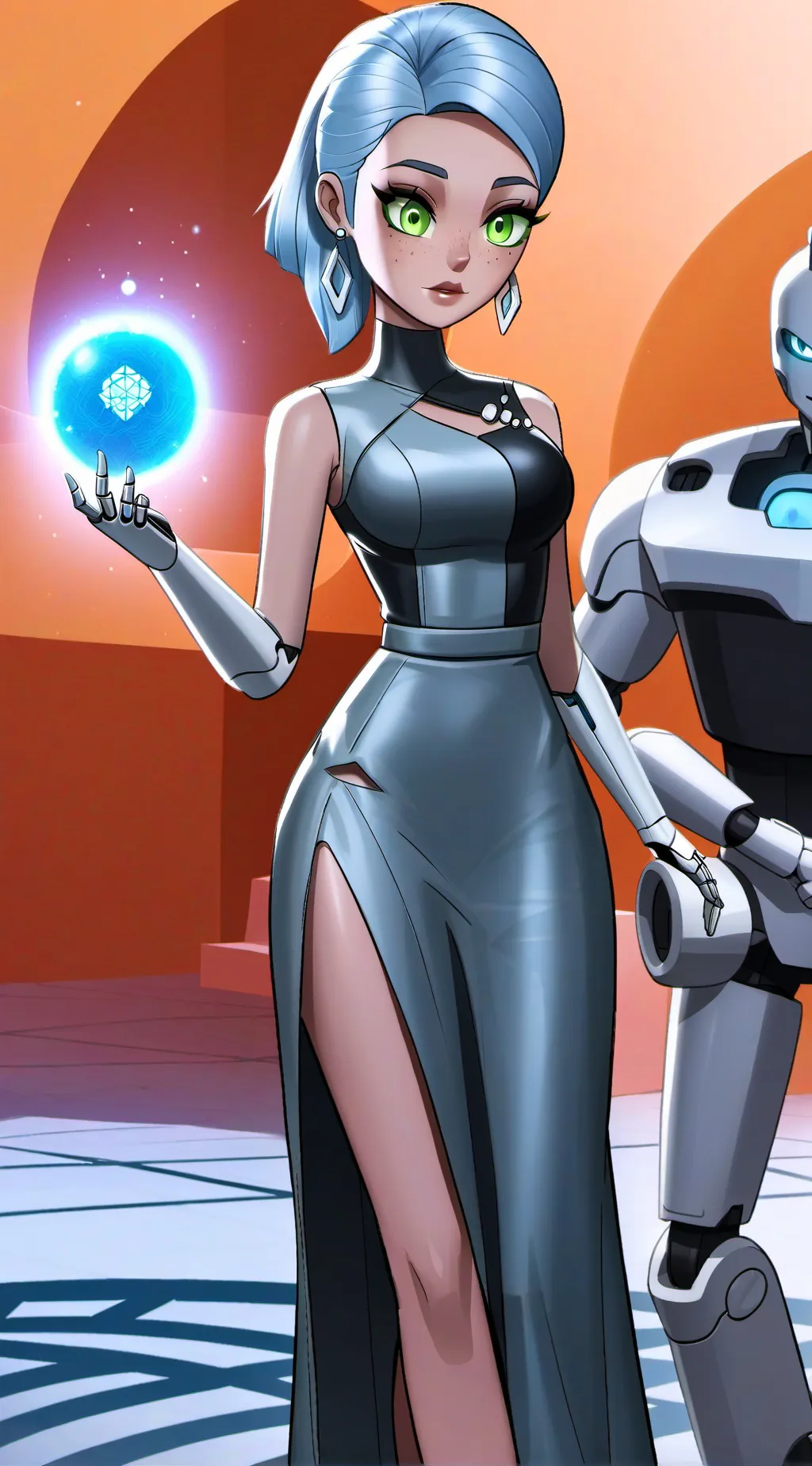 ai character: system woman  background